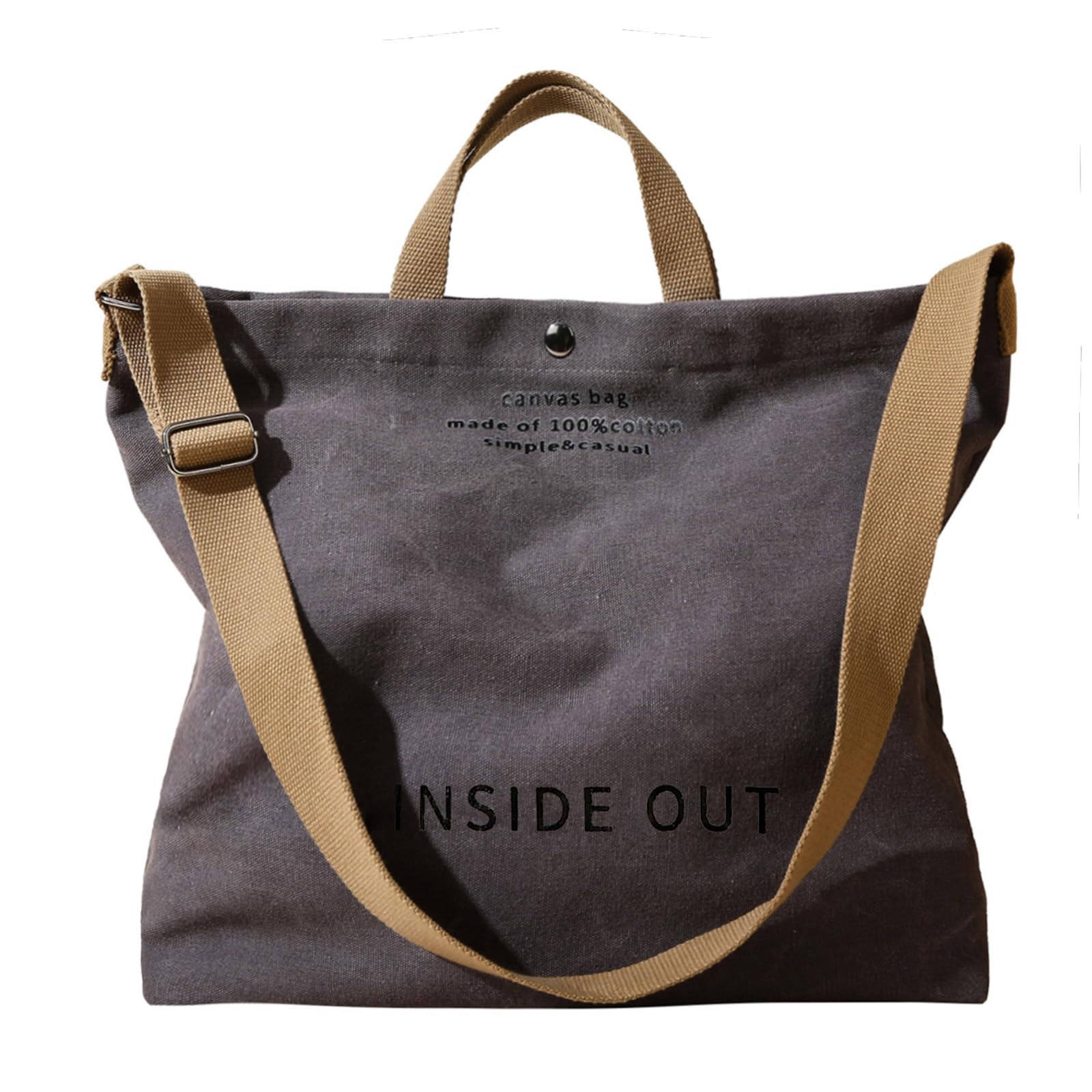 Bolso de mano de lona grande para mujer, bolso de trabajo casual para hombro, bolso cruzado con asa superior, bolsos cruzados, Gris, L