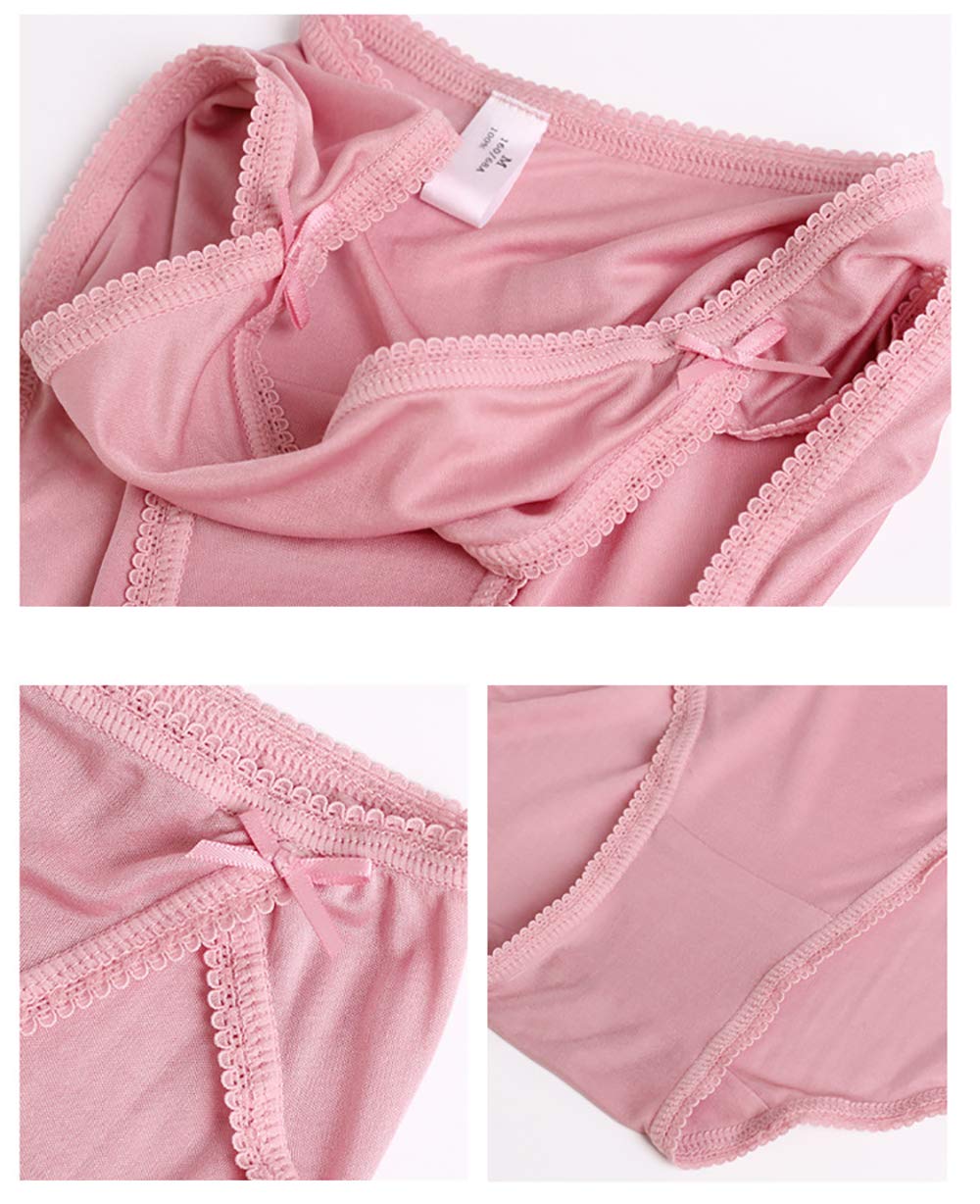 5 pares de bragas de seda natural pura para mujer, muy suaves, finas, transpirables, lisas, saludables