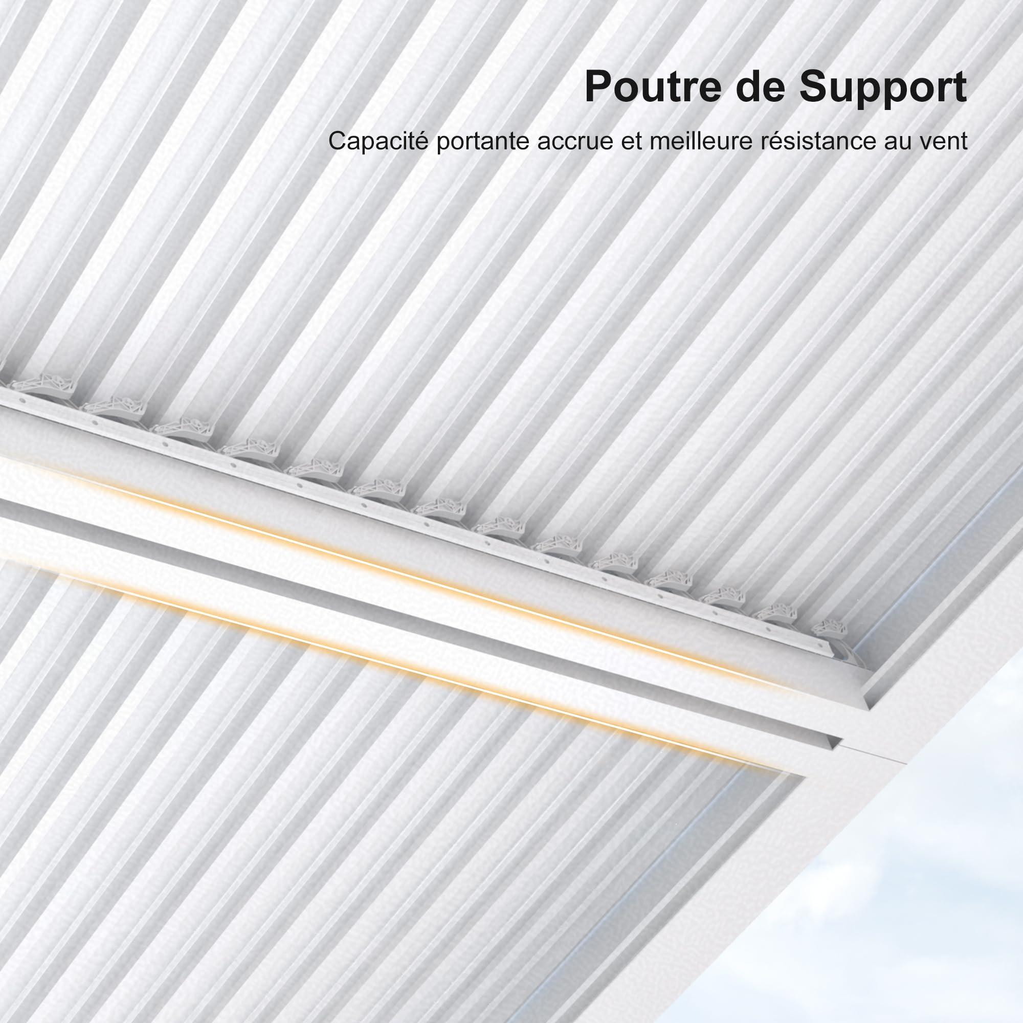 PURPLE LEAF Pergola Bioclimatique Alu 4,24 x 3 m Lames Orientables, Blanc
