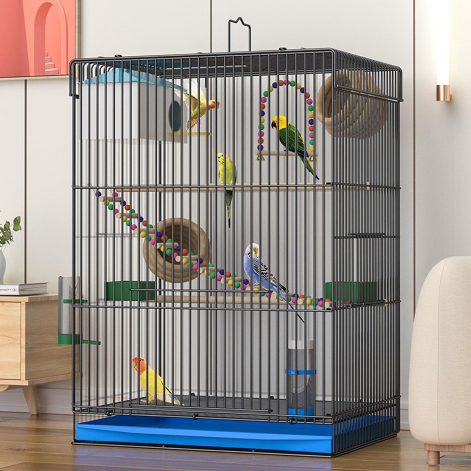 Gabbia Uccelli, Voliera, Include Gabbia for Uccelli E Accessori, Perfetta for Parrocchetti, Inseparabili,canarini e Altro Ancora.(42 * 32 * 60cm/16.5 * 12.5 * 23.6in)