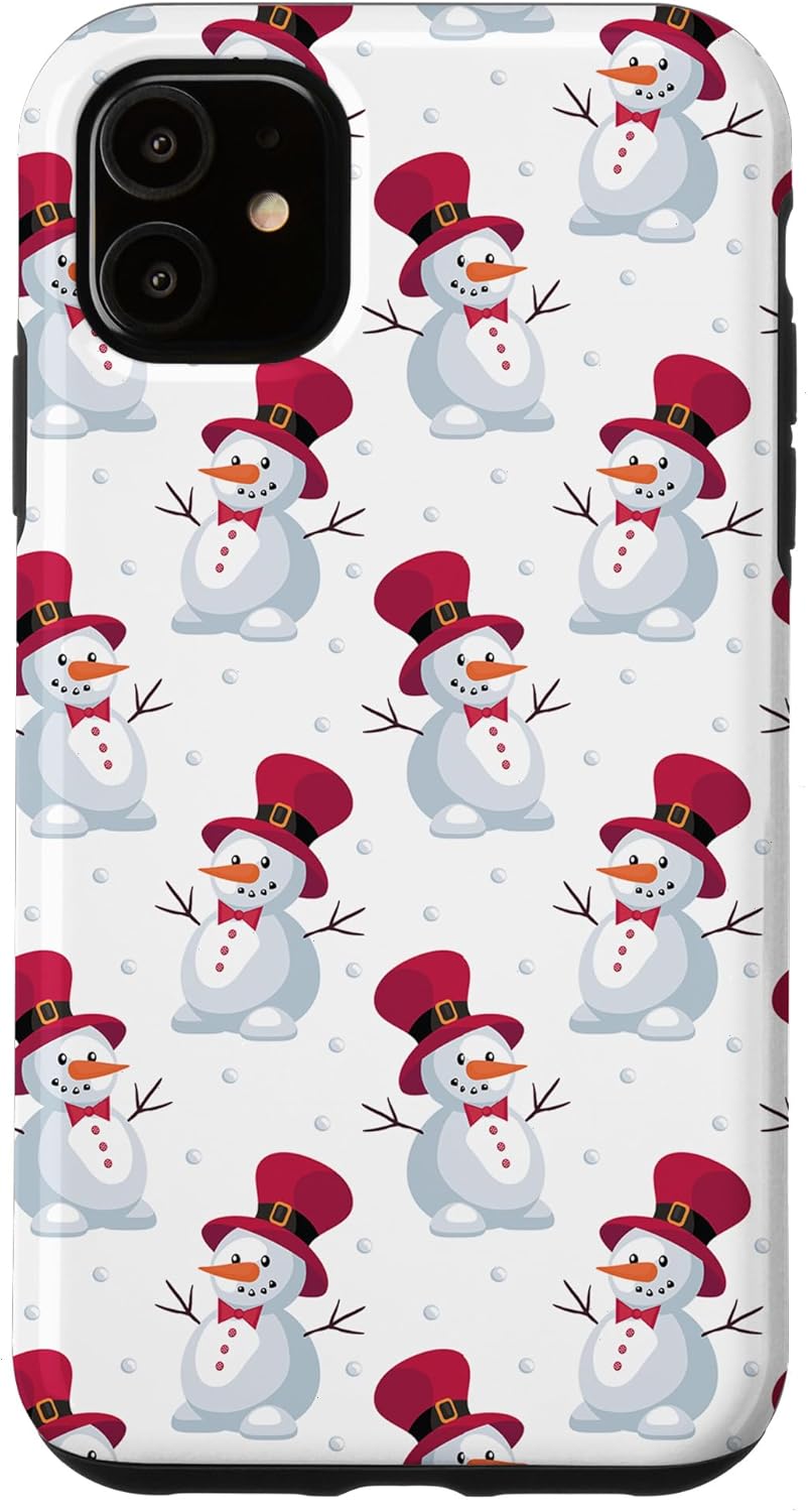 iPhone 12 mini Cute Snowman Autumn Christmas Design White Phone Case