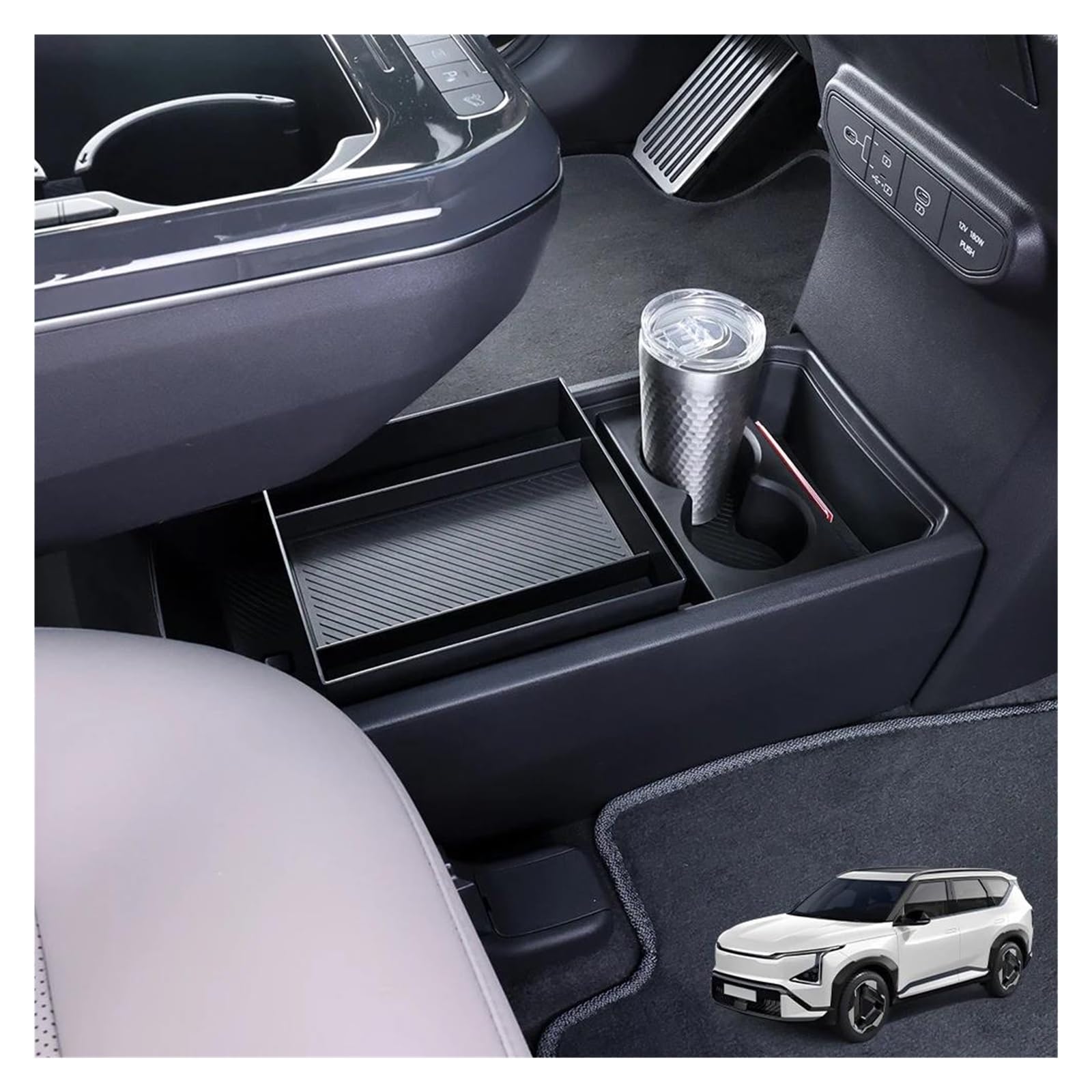Mittelkonsole Aufbewahrungsbox Für Kia Für EV5 Auto Tuning Spezielle Zentrum Speicher Box Konsole Armlehne Organizer Wasser Tasse Doppel Schicht Organizer Ablagen(2)