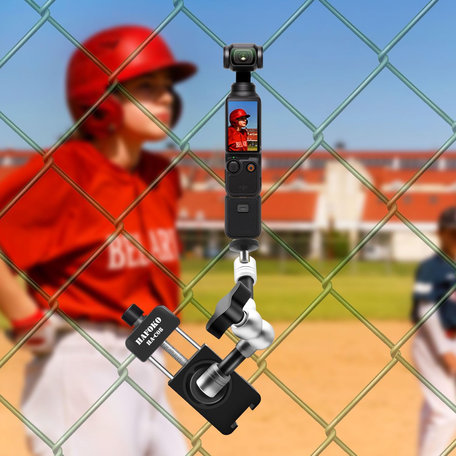 Aluminum Game Changer Fence Mounting Kit for Mevo Start, Baseball Fence Mount Compatible for GoPro Phone DJI Action/insta360 Action Camera for Softball Tennis Baseball Pickleball Training
