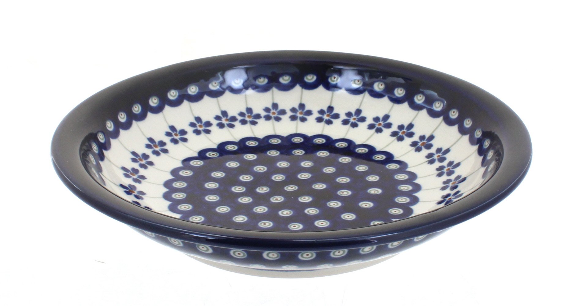 Assiette à soupe de Boleslawiec Motif 166a d'exception en céramique