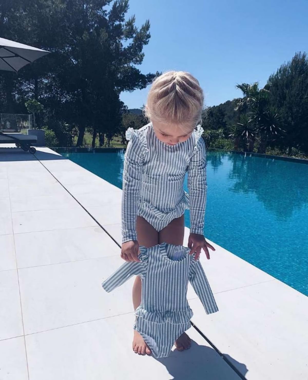 Girls One Piece Swimsuits Zipper Rash Guard Long Sleeve Bathing Suit with Ruffle Hem UPF50+ - Image 6