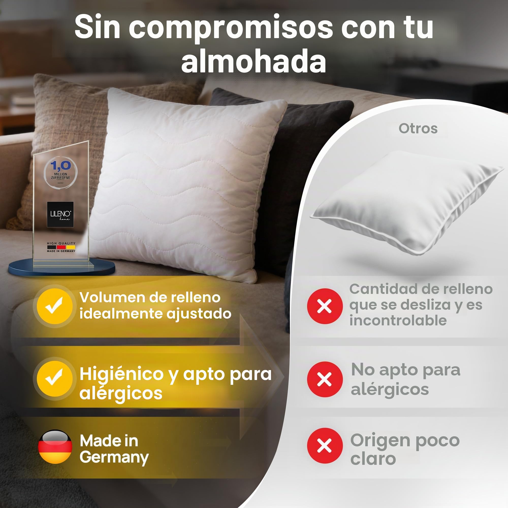 LILENO HOME Juego de 6 rellenos de cojines de 45 x 45 cm, cojín interior acolchado de 45 x 45 cm, para alérgicos, funda de microfibra como cojín de sofá, decoración y cojín de sillón, lavable a 40 °C