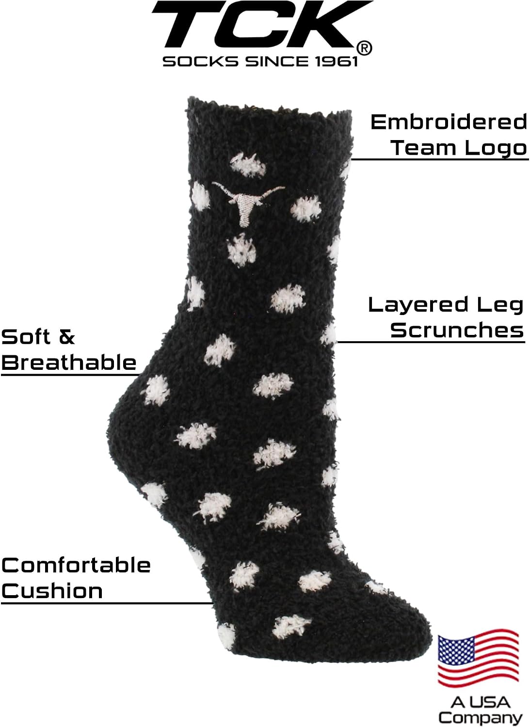 TCK NCAA College Fuzzy Socks For Women & Men, Warm and Cozy Socks Womens Licensed University Sock