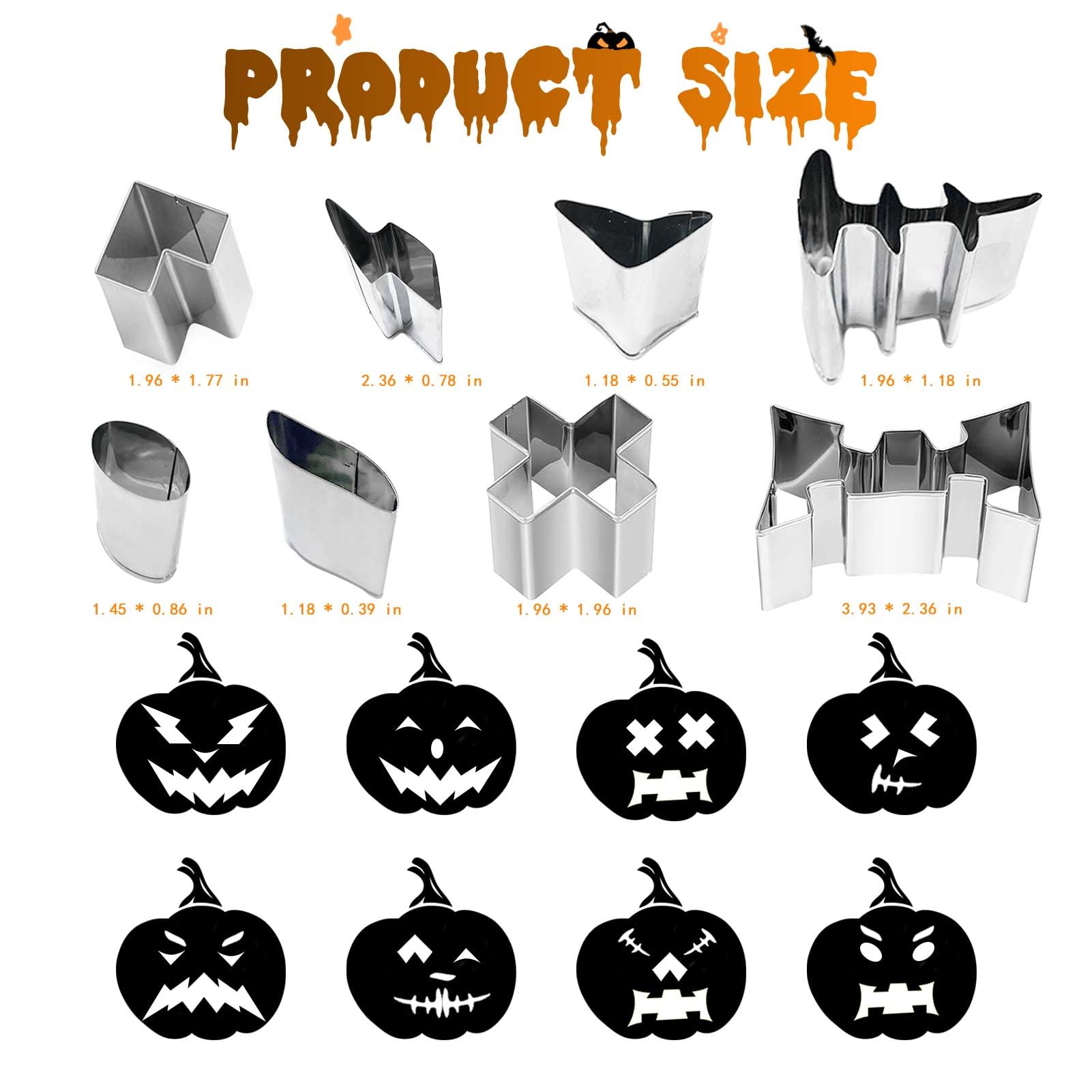Kit de Tallado de Calabaza de Halloween: Juego de 13 Piezas Herramientas Calabazas de Acero Inoxidable con Martillo y Cortadores de Galletas Pumpkin Carving Kit para Familia