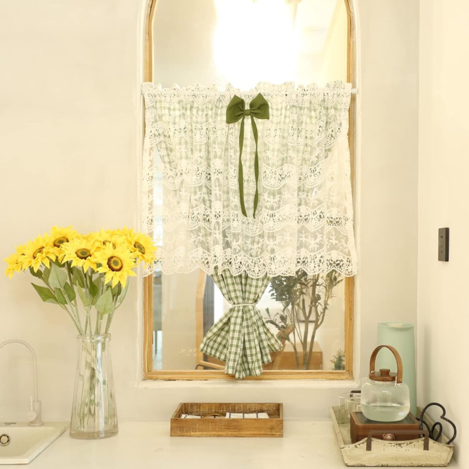 深いミドリのタータンチェックみたいなロホリカンタ 刺繍布 刺し子