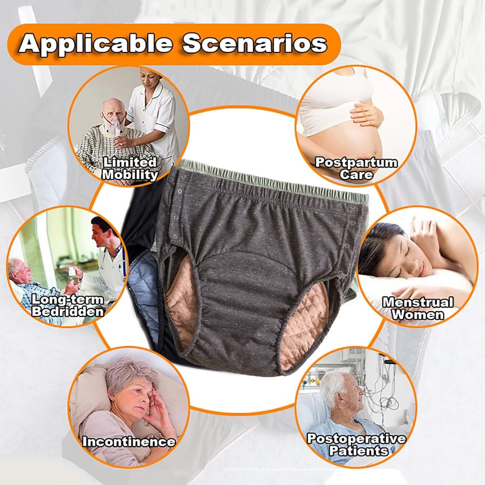 4 Stück Inkontinenz Pants Stoffwindeln für Erwachsene Atmungsaktive Auslaufsichere Unterwäsche für Männer und Damen Waschbarer Wiederverwendbar Windel(XX-Large)