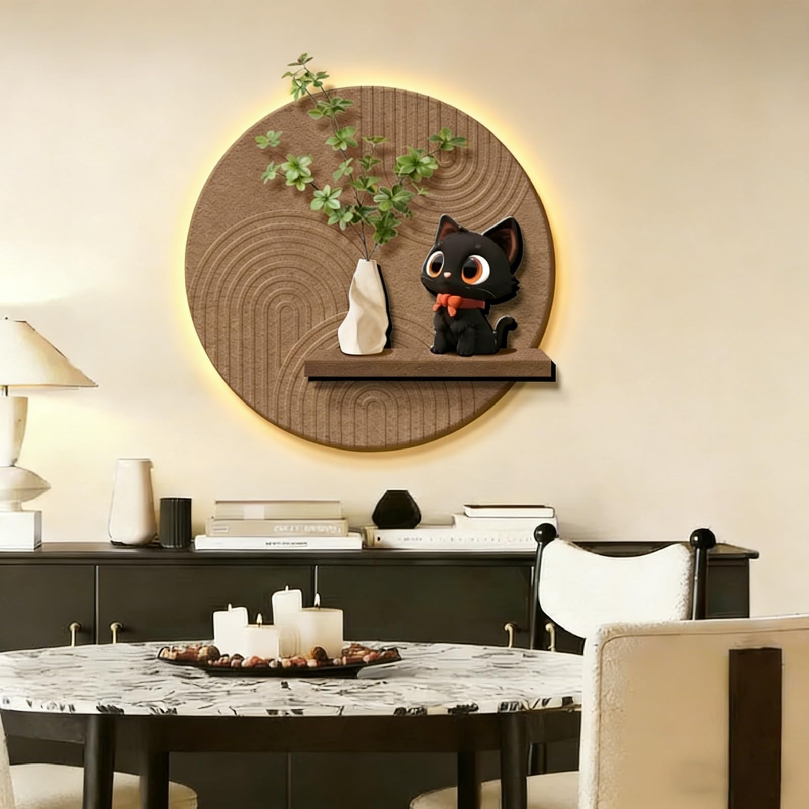 Décoration murale chat en porcelaine cristal pour entrée accueillante