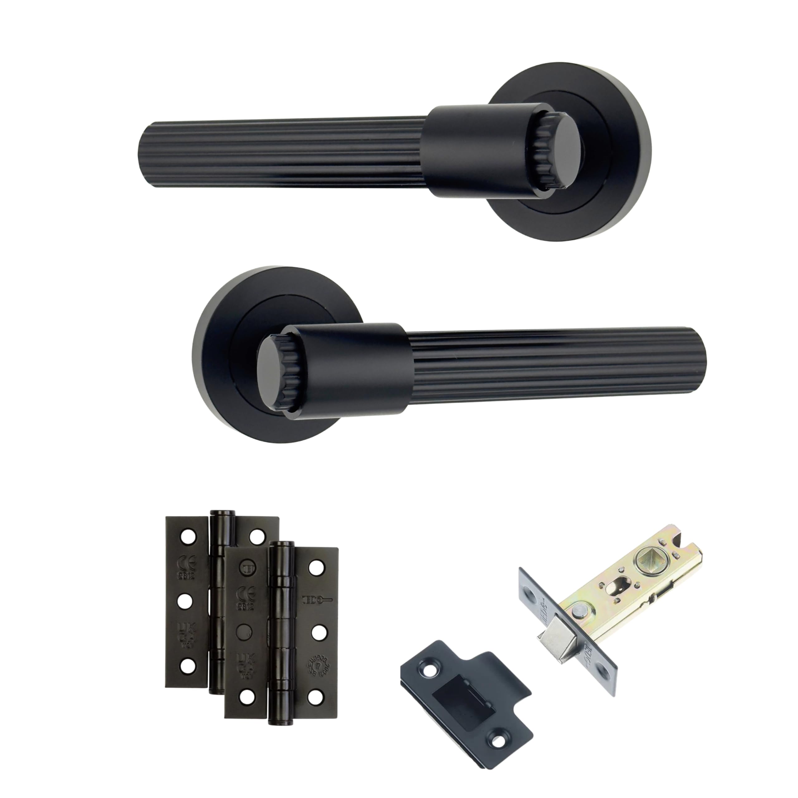 Axs Hardware Matt Black Axs Nevada Door Handle Pair On Rose – Internal Lever Handles With Stepped Collar Design – Latch & Bathroom Lock Options – Satin Brass, Antique Brass (, Door Pack)