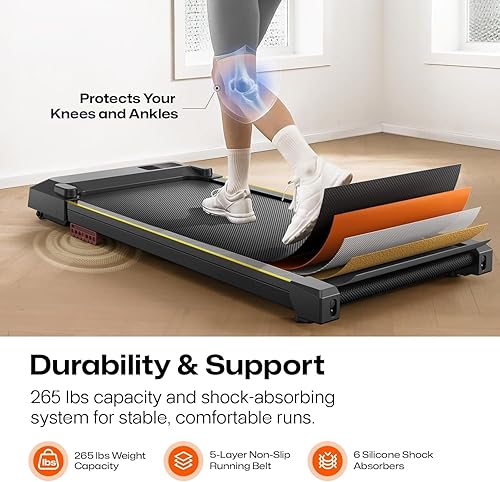 Miniatura 4 de UREVO Almohadilla para caminar, caminadora portátil debajo del escritorio, almohadilla de 2.5 HP para caminadora para el hogar y la oficina, máquina