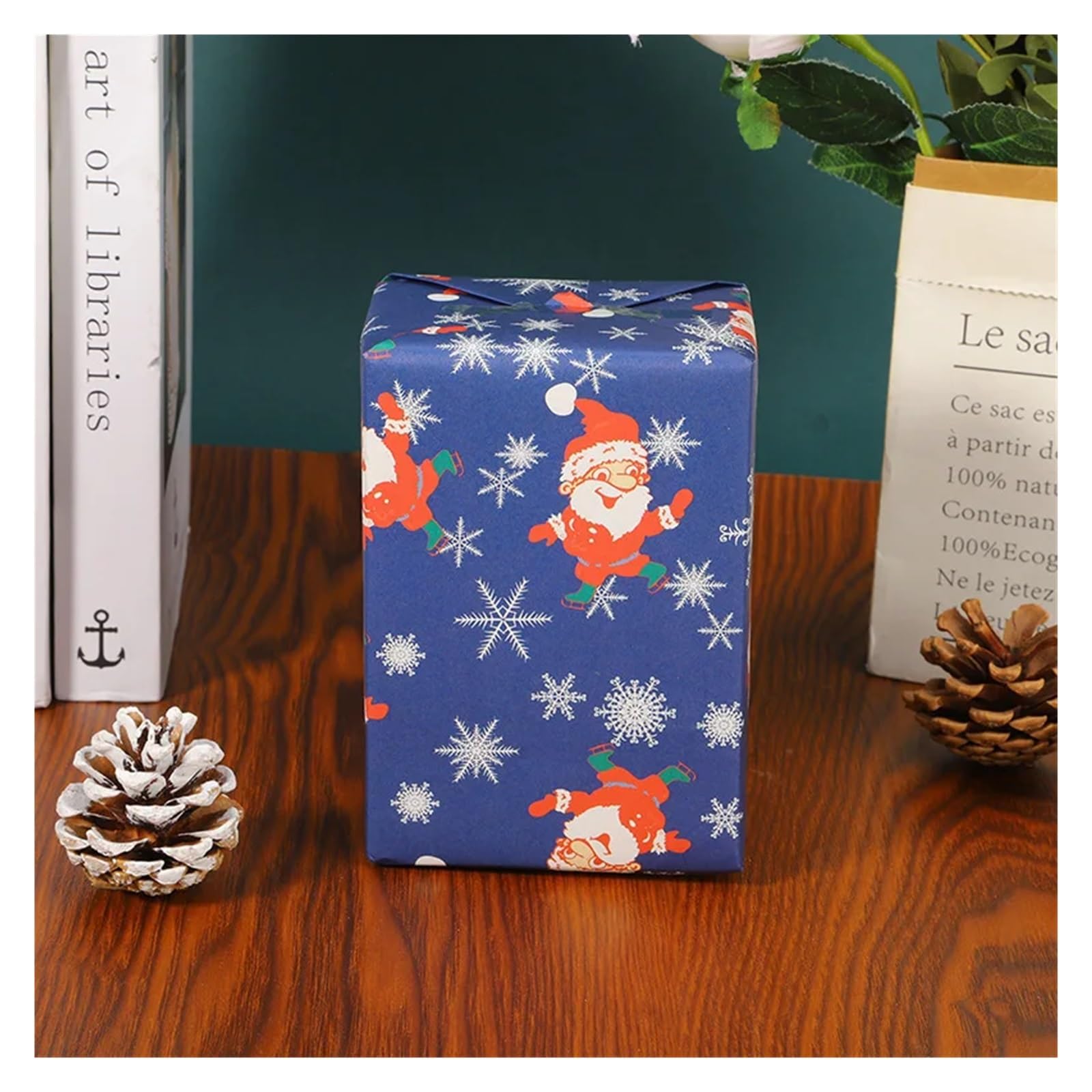 Geschenkpapier Weihnachten 10 Stück Weihnachtsmann-Geschenkverpackungspapier aus Kraftpapier, Cartoon-Motiv, festliche Gastgeschenke for Weihnachtsfeiern, 74 x 50 cm(10pcs)