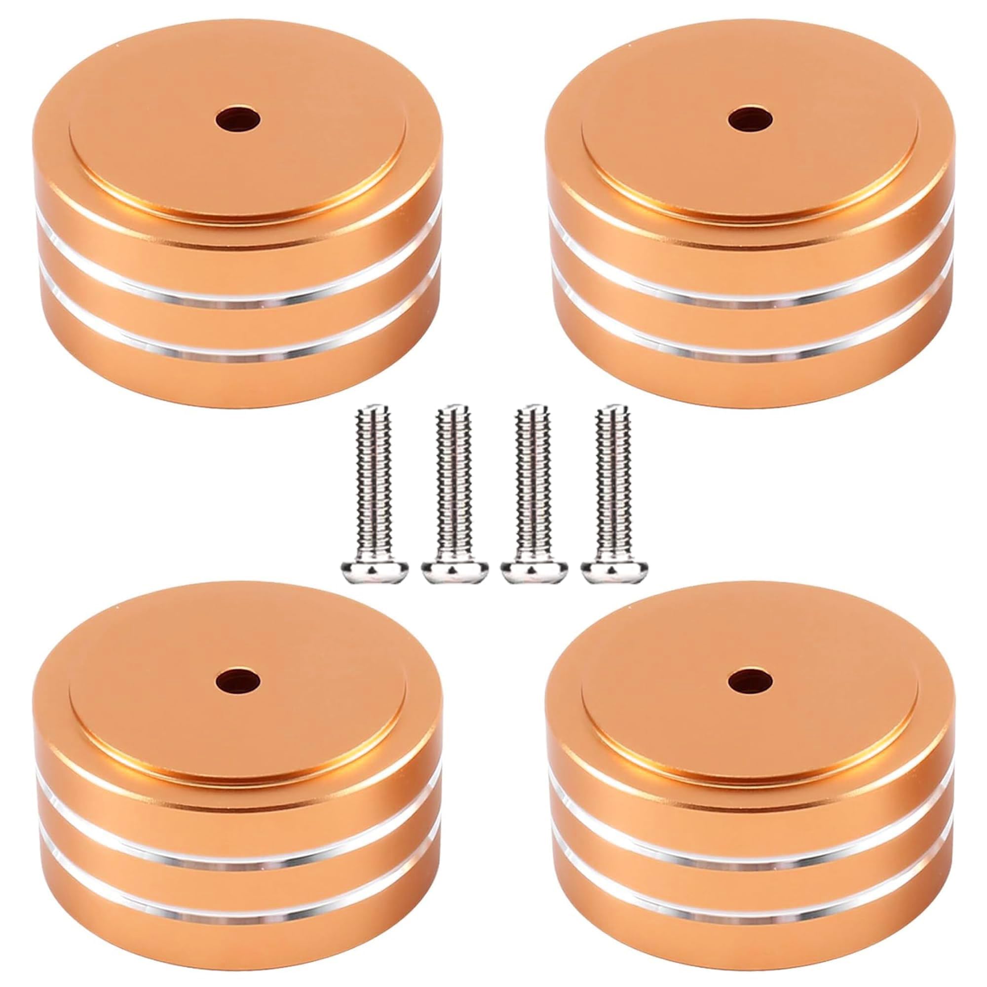 HiFi Speaker Isolation Stand Feet Pads Speaker Isolators Acoustic Shock Reducer Absorbing Vibration Dampener (Aluminum 1.6in*0.8in Gold)
