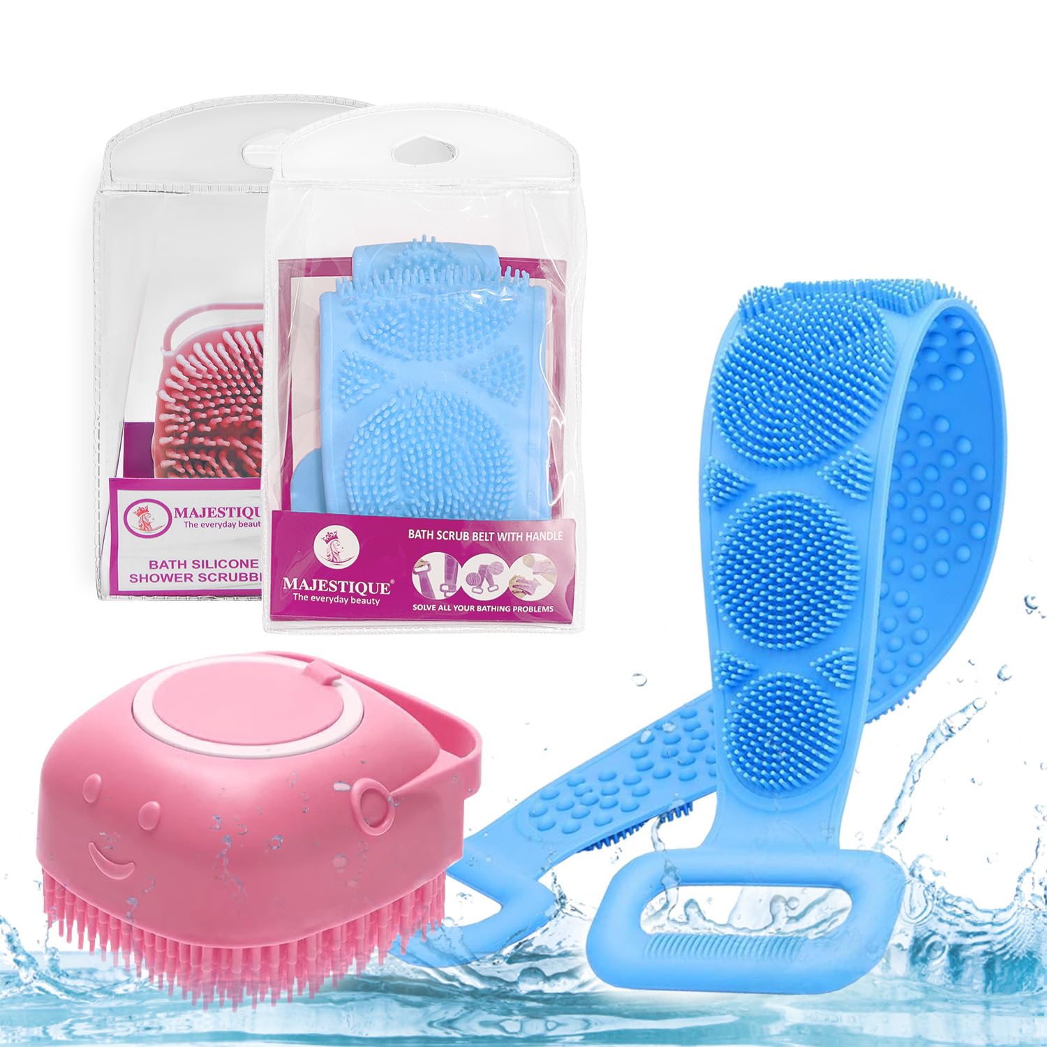 Majestique Silicone Brush with Bath Belt for Shower, Silicone Back Scrubber for Easy Clean Exfoliating Body Suitable for All Skin Types, Women, Men - Color May Vary-image-15