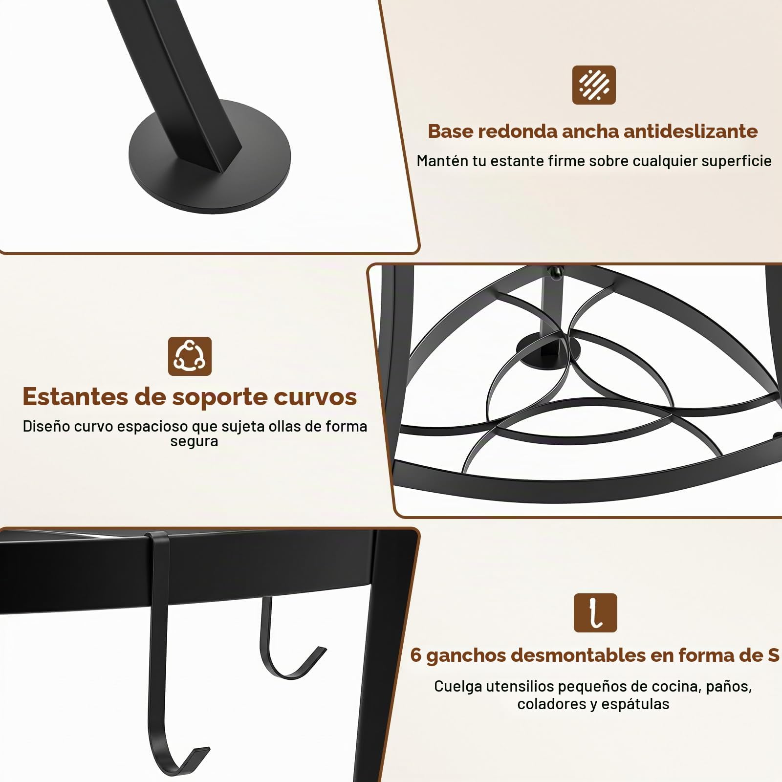 Housolution Organizador de Ollas y Sartenes Soporte para Ollas de 6 Niveles