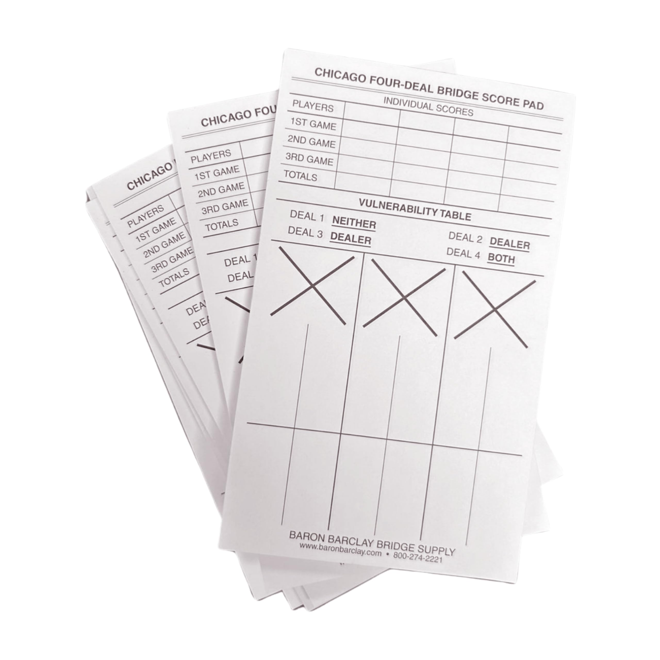Baron Barclay Chicago Bridge Score Pads - 6 Packs of 50 Score Sheets (300 Total)