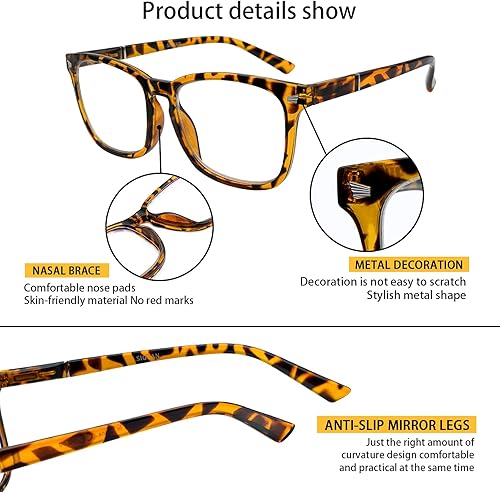 Miniatura 3 de Paquete de 5 lentes de lectura con bloqueo de luz azul, para leer frente a la computadora, cuadrados de moda, para mujeres y hombres, anteojos nerd