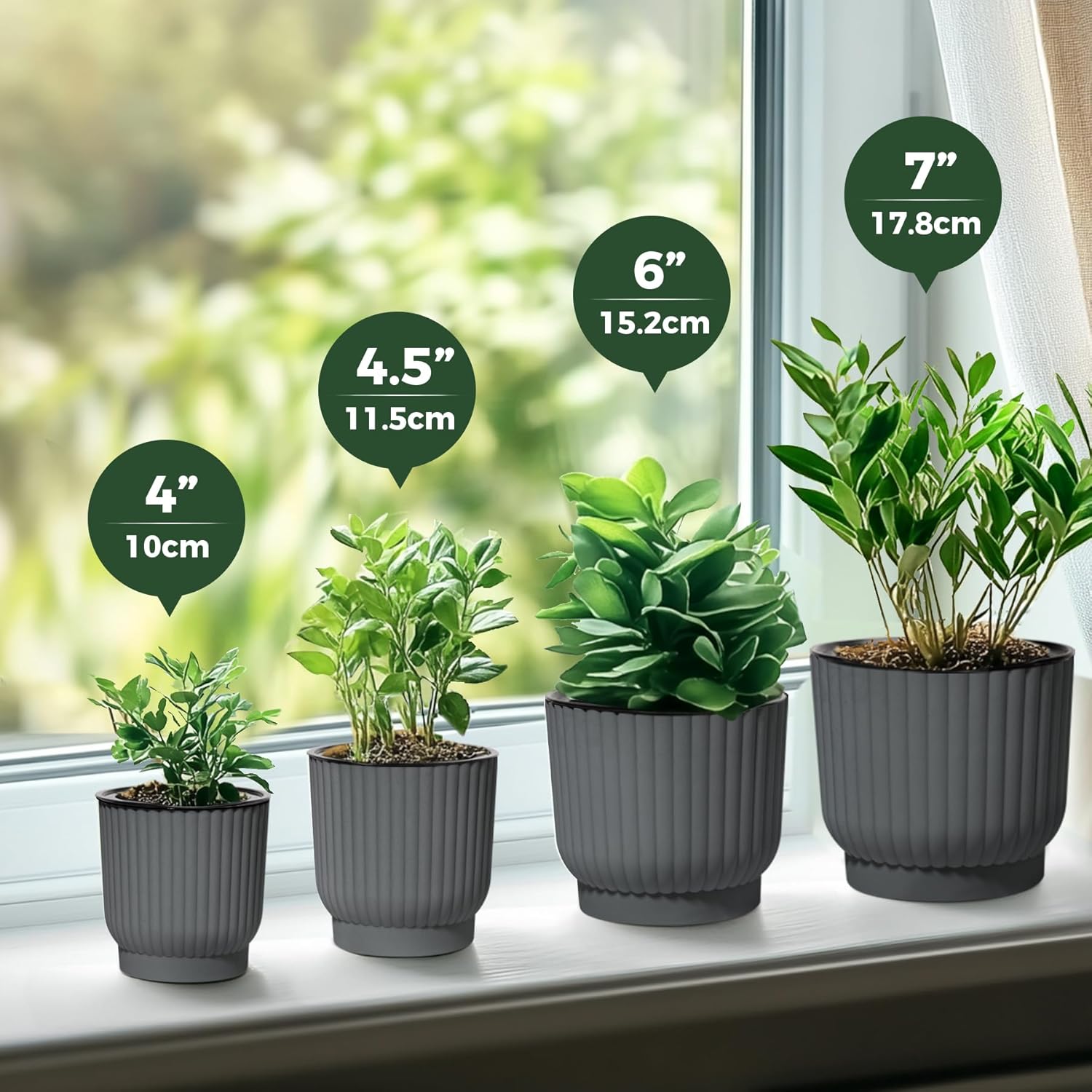 T4U 4.5 Inch Plant Pots Self Watering, 6 Pack African Violet Pots, Small Plant Pots for Plants, Small Indoor Plant Pot, Self Watering Planter for African Violet, Succulents (6 Pack 4.5" Pots, Gray) - Image 9