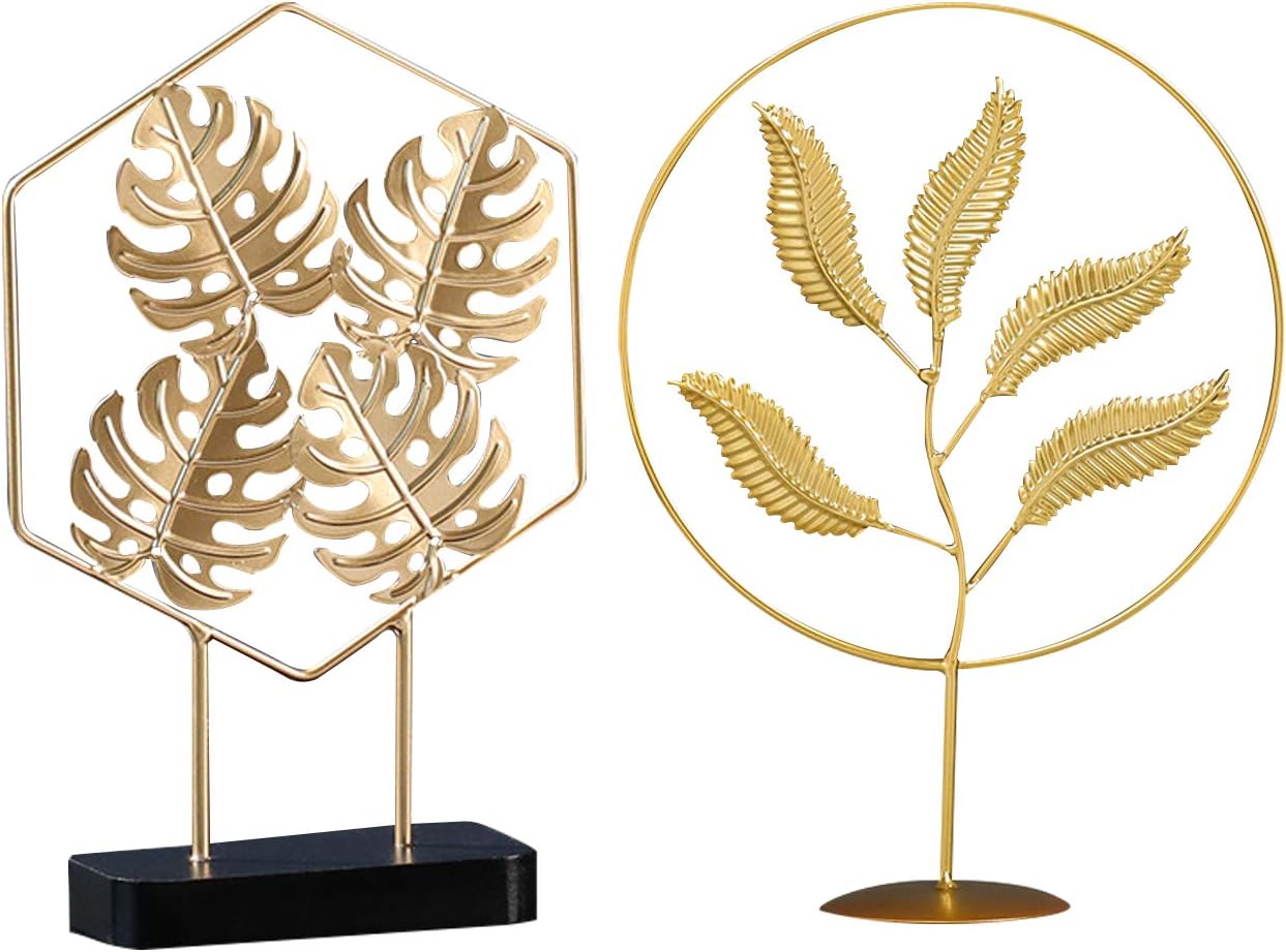 Insiswiner Gold Metal Decor Artificial Leaves for Christmas Wedding Party Home Decoration