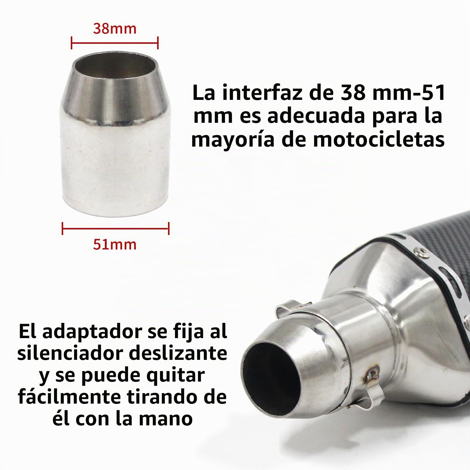 38-51mm Universal Motocicleta Silenciador Tubo de Escape Slip-on Silenciador de Acero Inoxidable Colorido Pequeño Hexagonal Diagonal Cola de Escape Silenciador Adecuado Para Scooter ATV