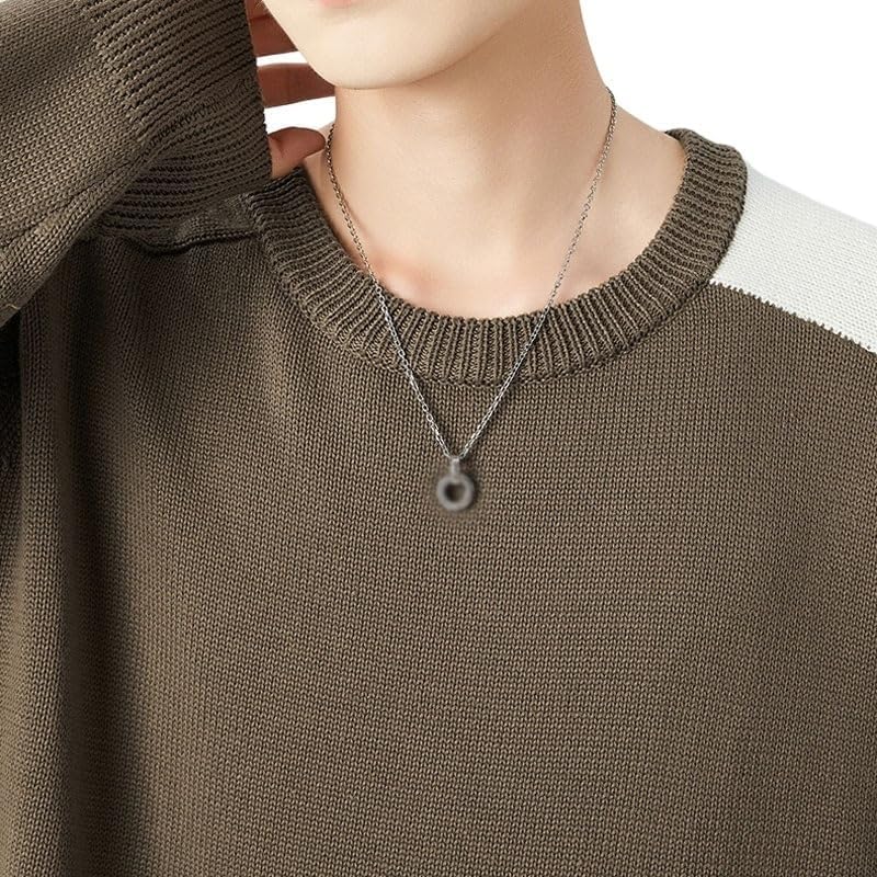 Men's Pullover Knitted Sweater Loose Korean Color Blocking Casual Sweaters