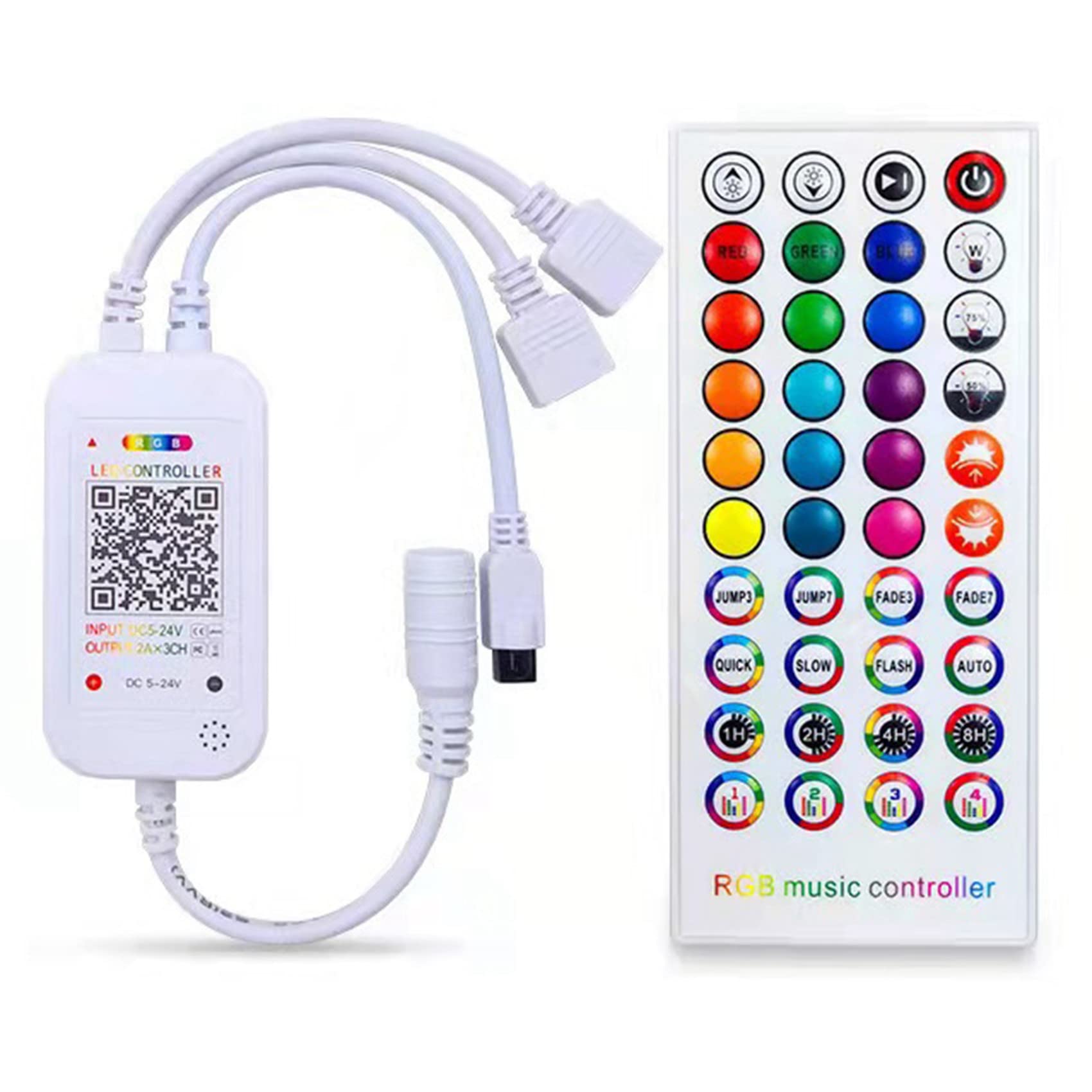 Contrôleur LED Bluetooth + télécommande 40 touches APP contrôle et synchronisation de la musique RVB IR pour 5050 3528 RGB LED lumière