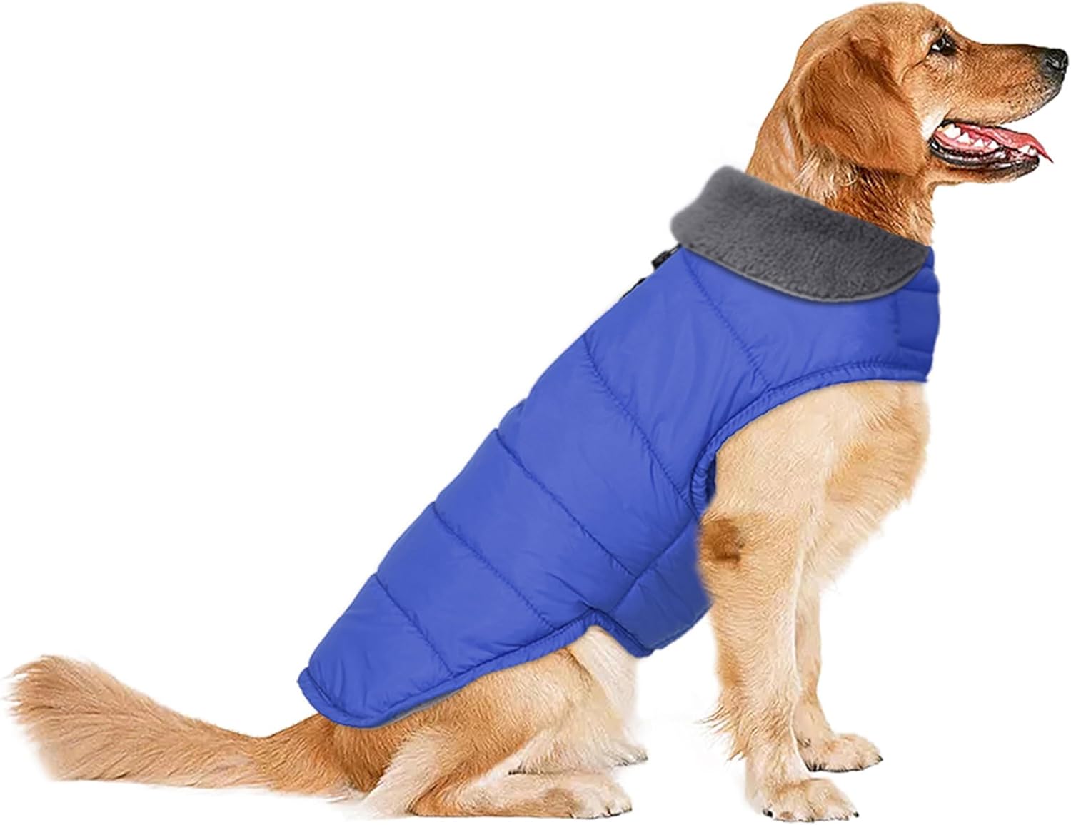 Dog Winter Coat, Waterproof Dog Jacket with Leash Hole, Reflective Adjustable Pet Snow Vest, Warm Fleece Sweater for Small Medium Large Dogs - Blue, 2XL