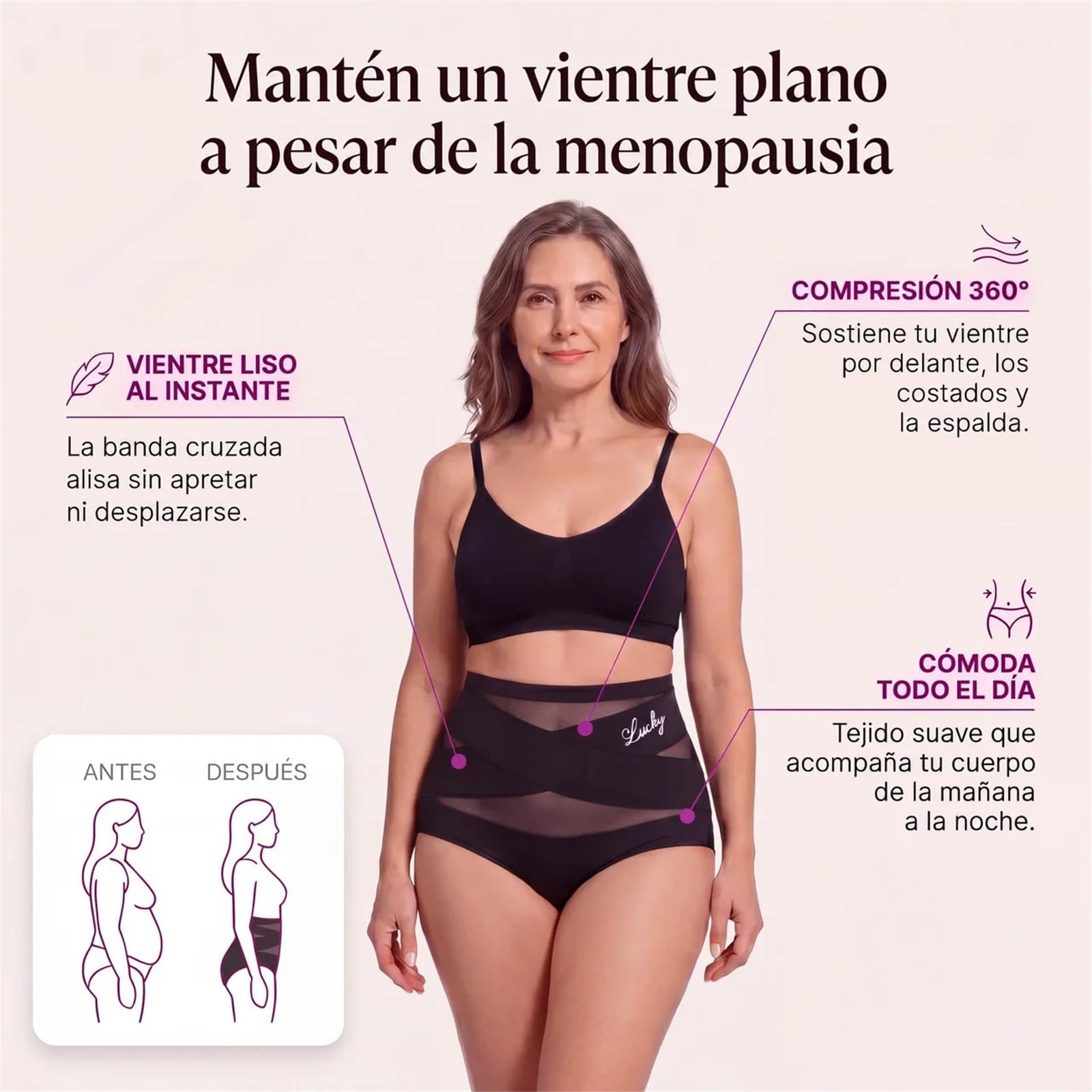 Mi-Calma Faja Cintura Alta Mujer Invisible Sin Costuras | Moldea la silueta con ajuste cómodo, tejido transpirable para uso diario bajo ropa ajustada