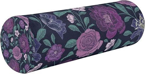 Almohada cervical redonda de rollo cervical morado vintage morado, protector de almohada para el cuello, almohada redonda para apoyo para terapia de