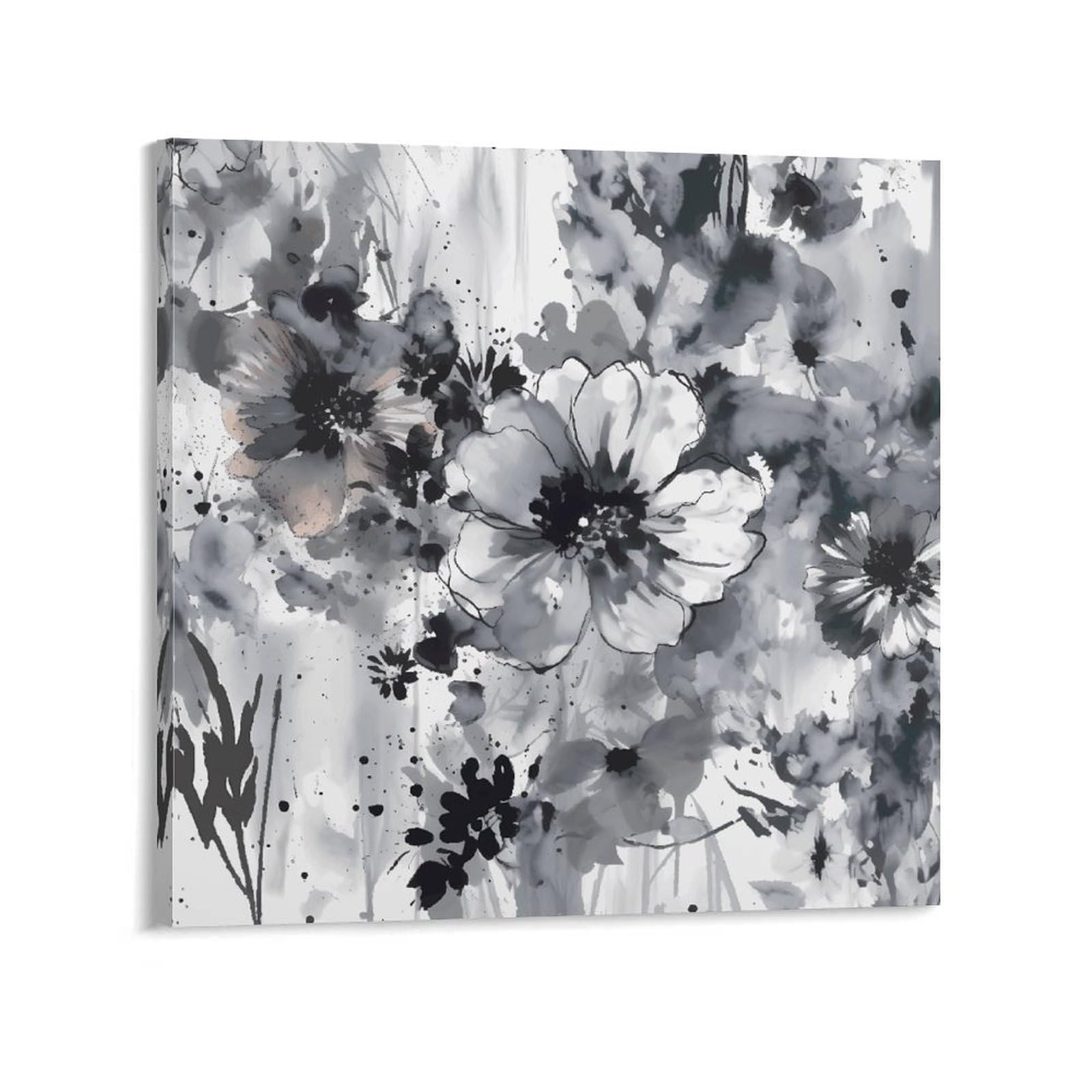 Black And White Painting Canvas Wall Art for Bedroom 20x20inch(50x50cm) Canvas Prints Artwork for Walls Modern Picture Artwork Painting for Living Room Aesthetic Wall Paintings for Bathroom Kitchen Of