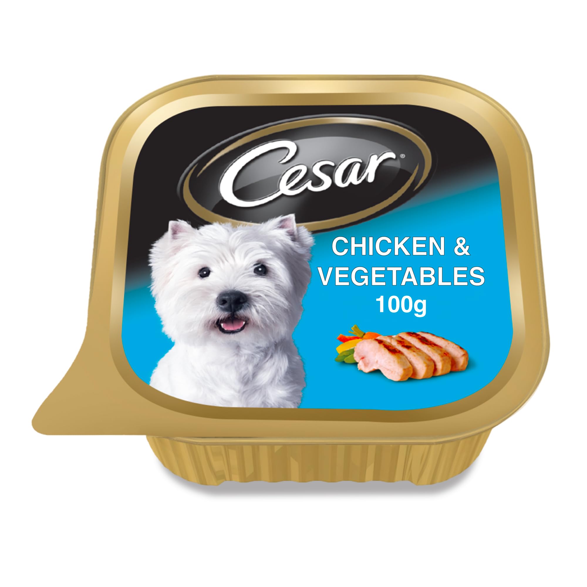 Cesar Dog Food, Chicken and Vegetables Dog Wet Food 100g, Formulated Without Grains, Complete and Balanced Dog Nutrition
