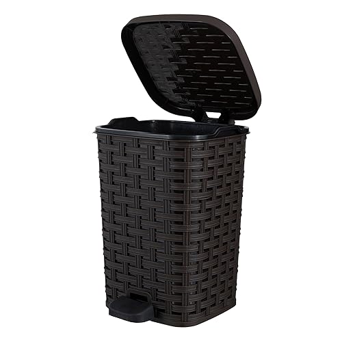 Superio Bote de basura de mimbre de 68 galones con pedal de pie cubo de basura para exteriores e interiores cesta de basura para baño cocina oficina