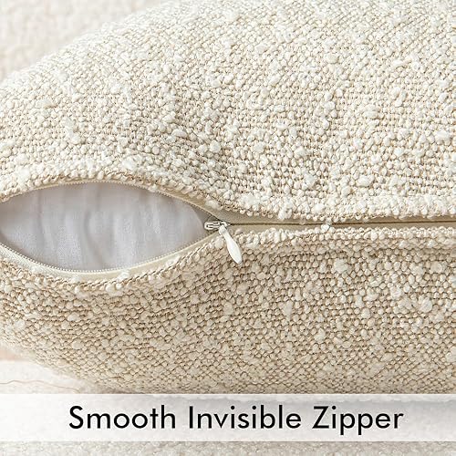 Miniatura 2 de Woaboy - Juego de 1 funda de almohada decorativa de bouclé, textura cuadrada, acento europeo, fundas de cojín sólidas, acogedoras y suaves, para