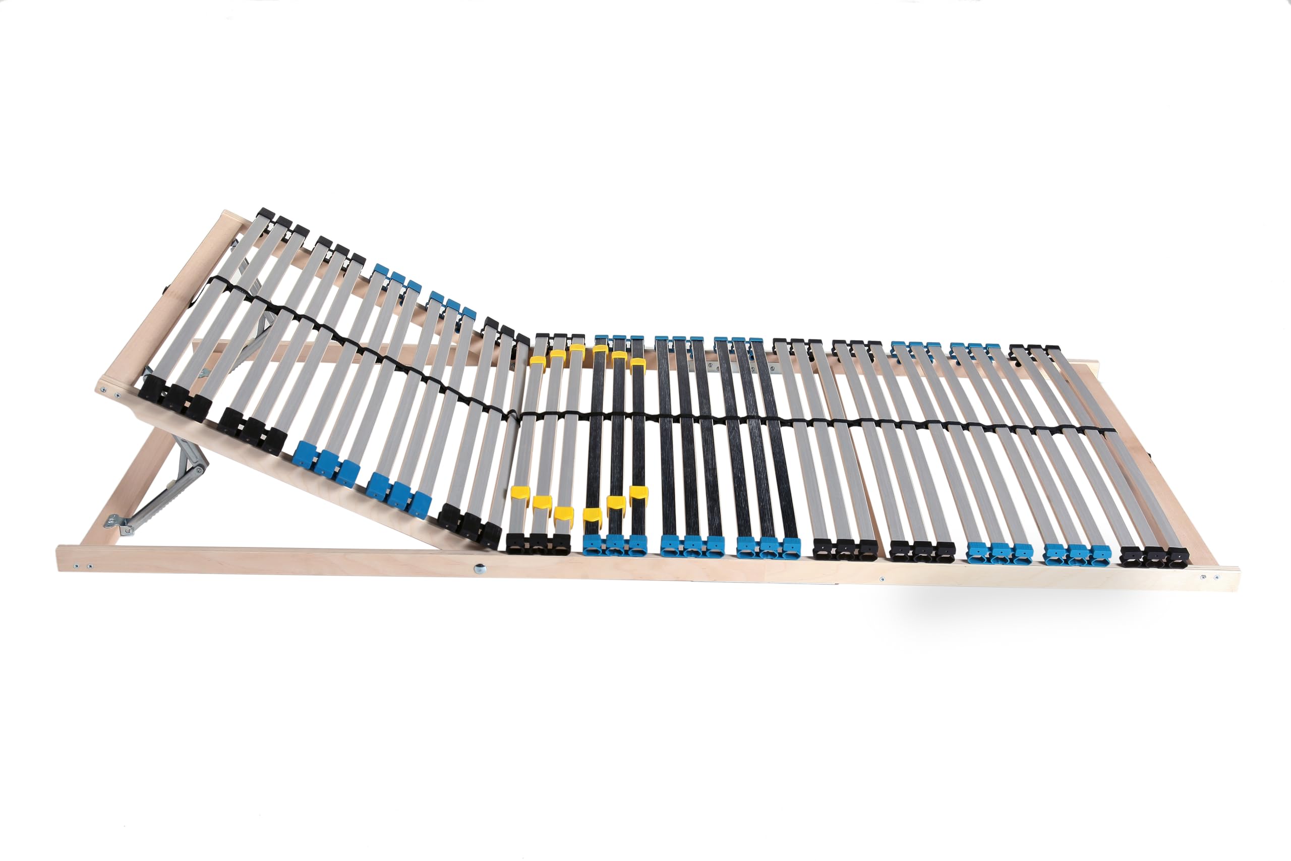 Lattenrost 140x200, Kopfteil verstellbar, 42 Latten, hohe Traglast bis 150Kg, Ergonomischer 7-Zonen-Lattenrost 140 x 200 cm, Buchenholz, Selbstmontage