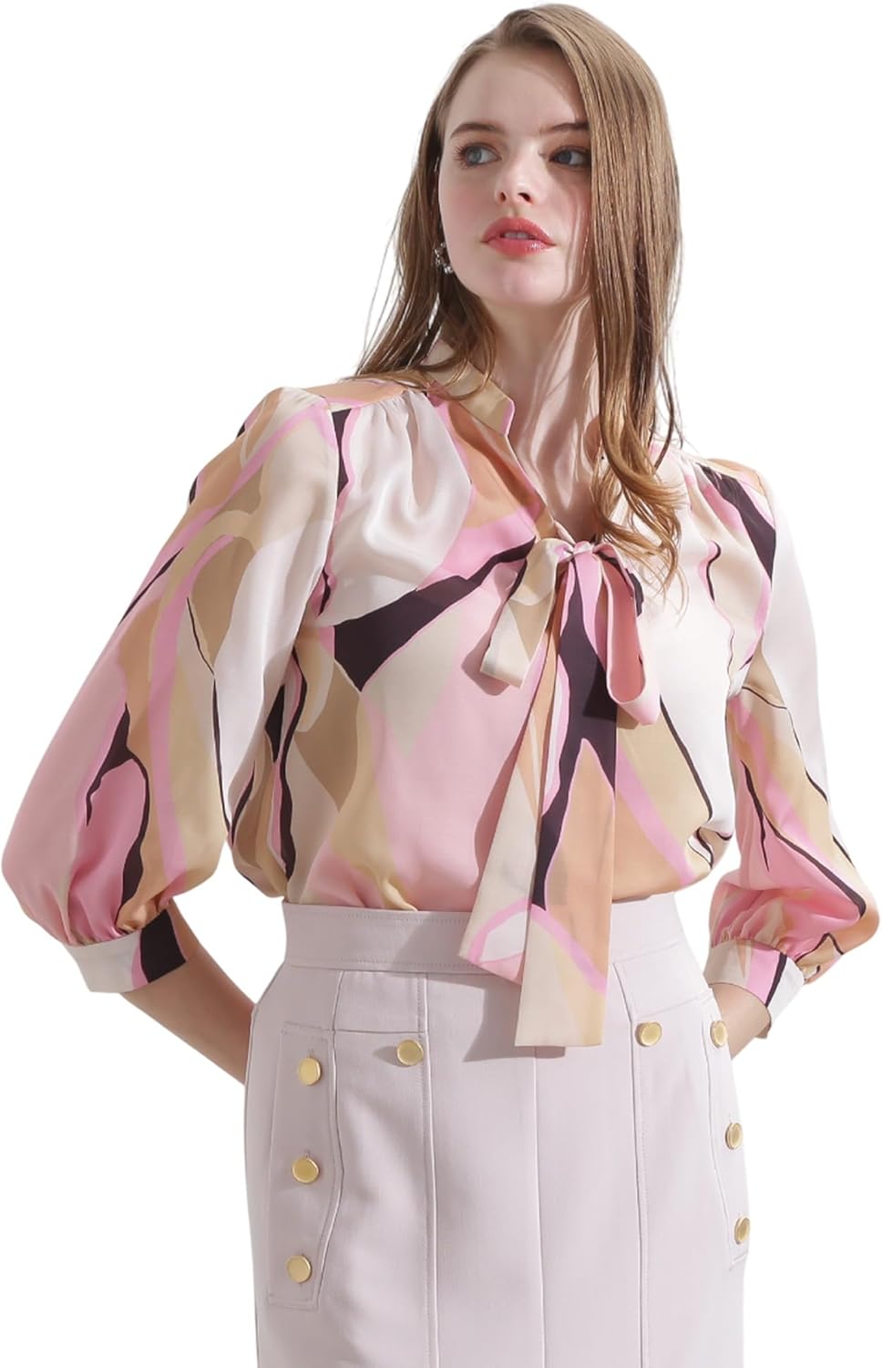 ピンキーアンドダイアン◆ロンバスプリントブラウス ピンク 38 ピンキーアンドダイアン◇ロンバスプリントブラウス ピンク 38