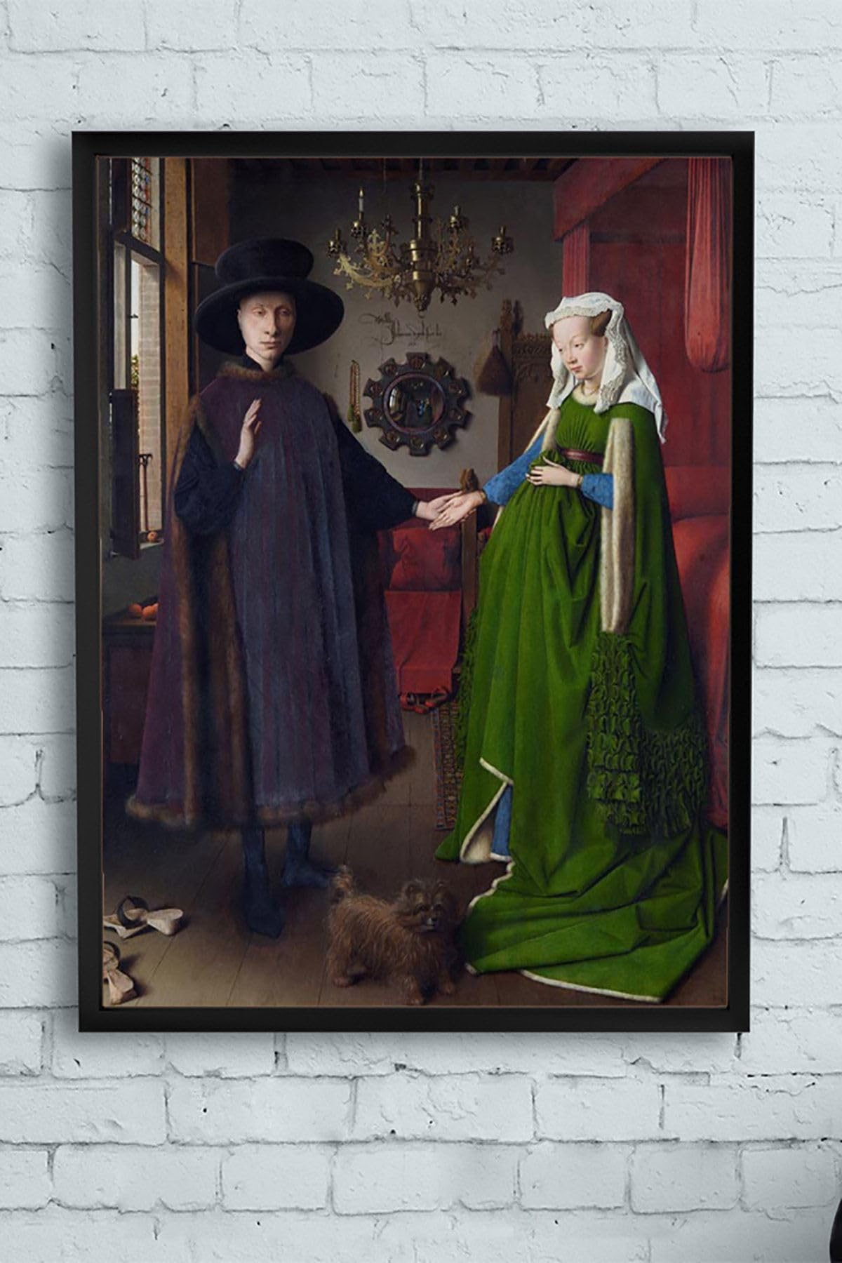 Postermanya (pster13798) Van Eyck - Arnolfini'nin Evlenmesi Sanatsal Çerçeveli Tablo (21x30cm)