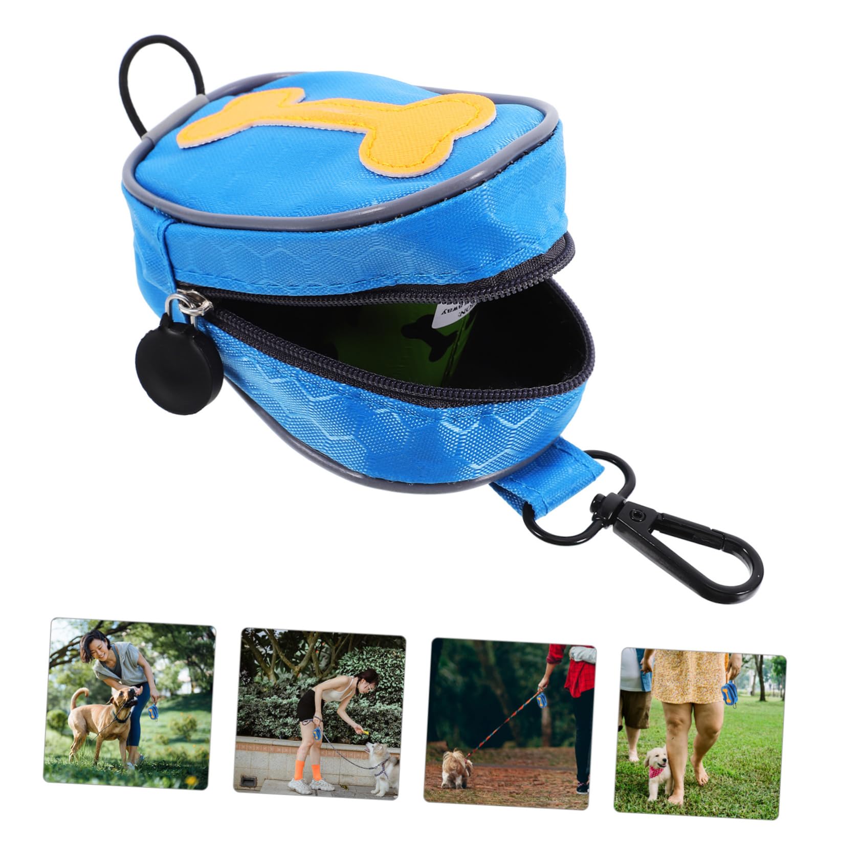 SOIMISS Dispensador de Bolsas para Excrementos de Perro, con 8 Rollos y Cremallera, para Correa o Arnés, Adecuado para Paseos al Aire Libre