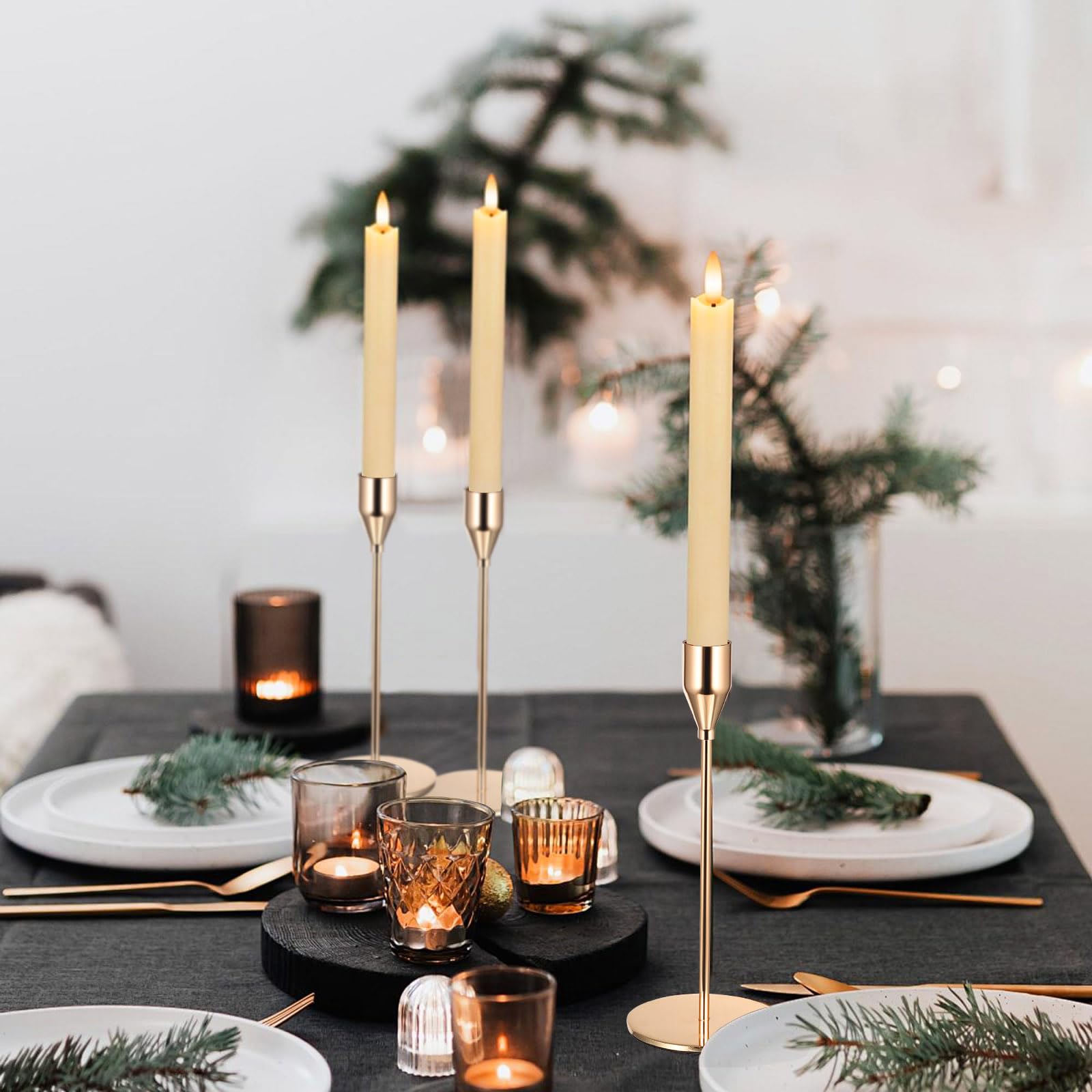 Bougeoirs Coniques - Lot De 5 Pour Bougies Coniques Porte-Chandelier De Table En Or Pour La