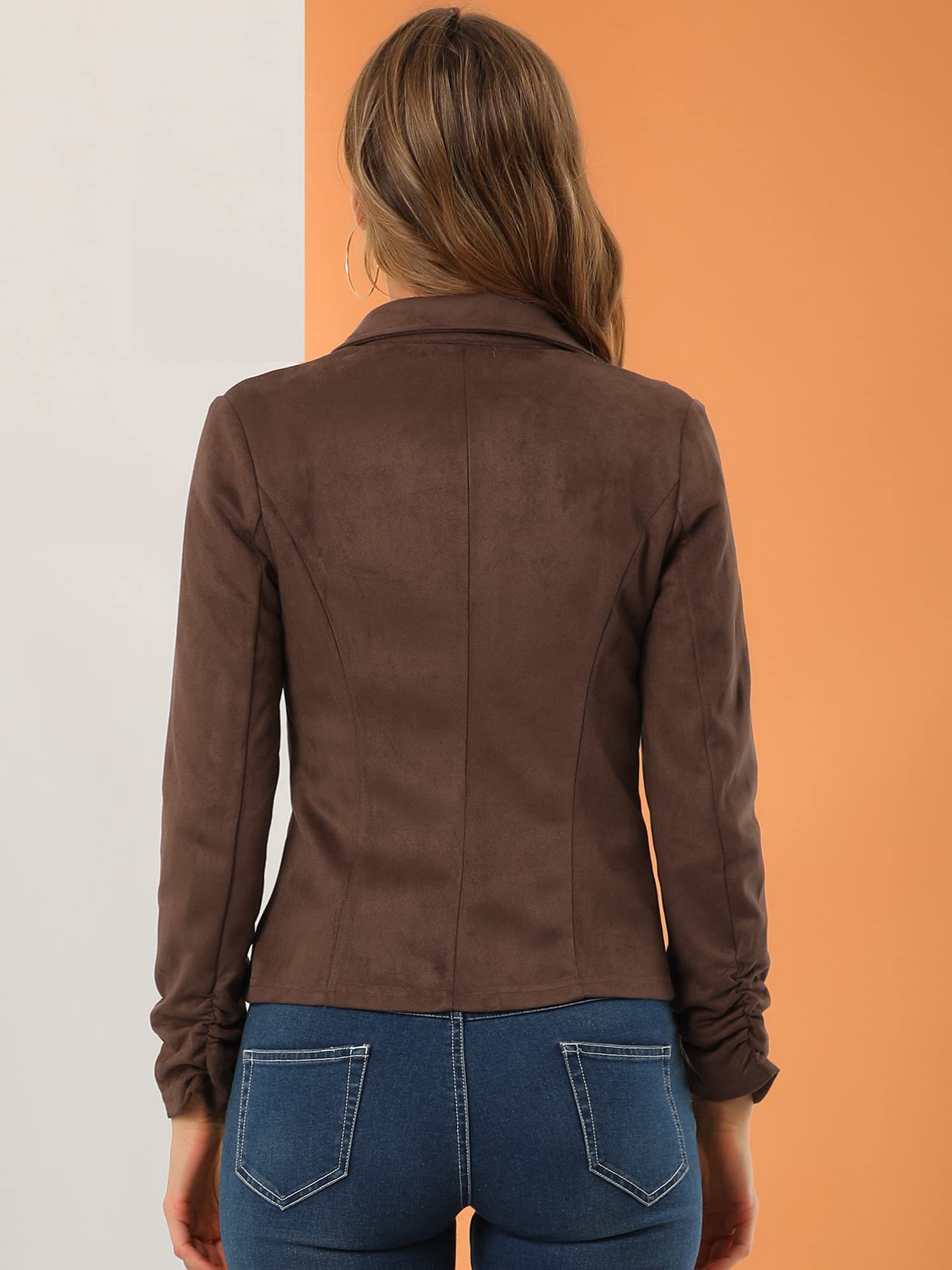 Allegra K Damen Faux Suede Blazer Casual