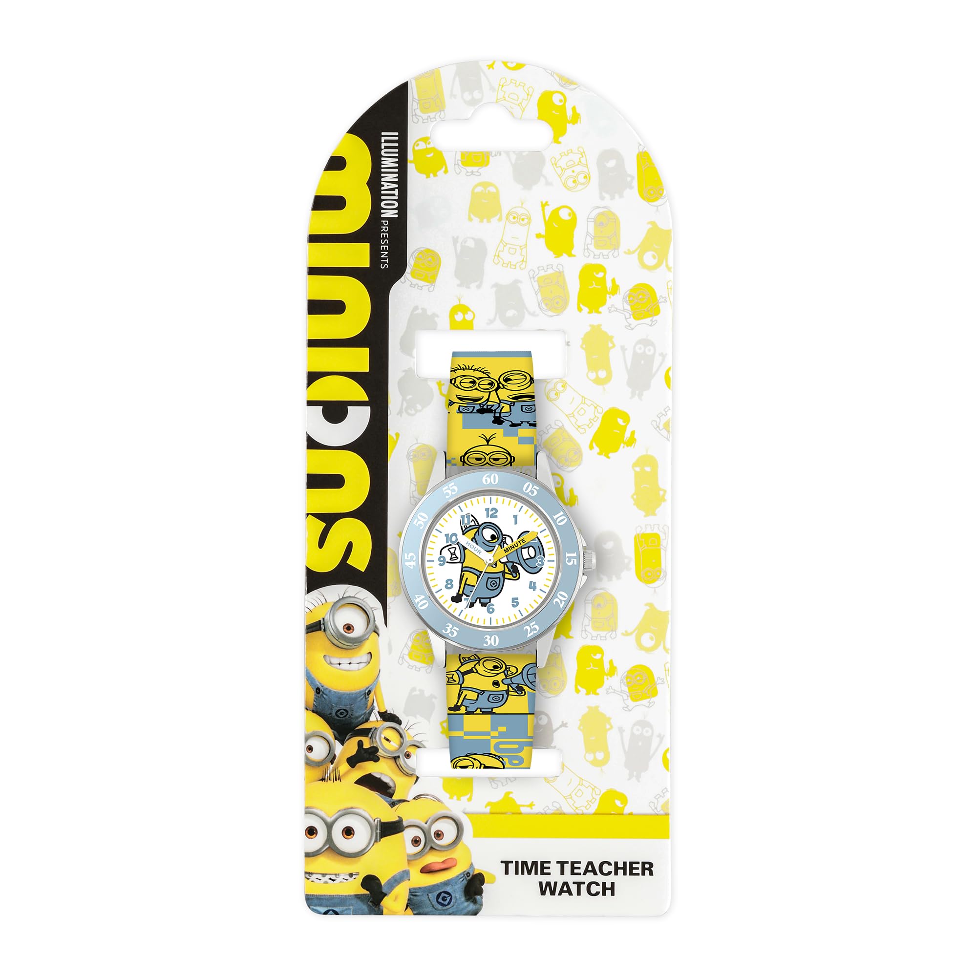 Accutime Minions DMF4107 Montre analogique pour apprendre l'heure avec bracelet en silicone Jaune