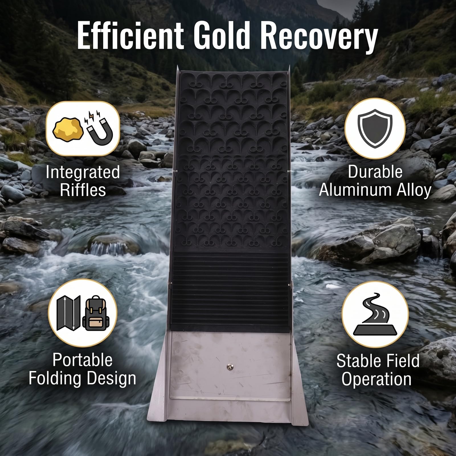 Faltbare Goldschleusenbox aus Aluminiumlegierung zum Goldwaschen