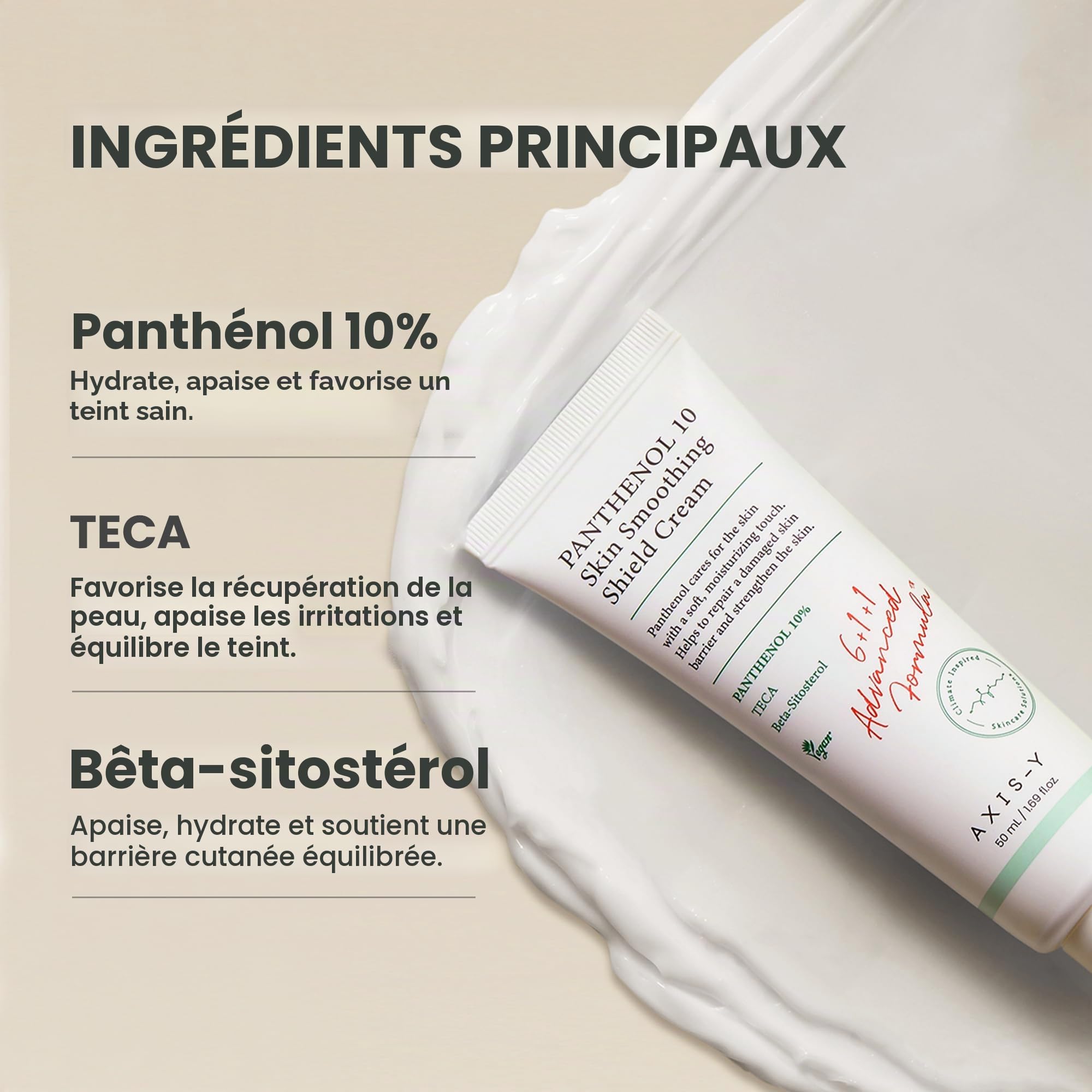 AXIS-Y Panthenol 10 Skin Smoothing Shield Cream Crème Hydratante Quotidienne Pour Le Visage Crème Barrière Pour Une Hydratation Et Un Apaisement Longue Durée 1,69 Oz Liq.