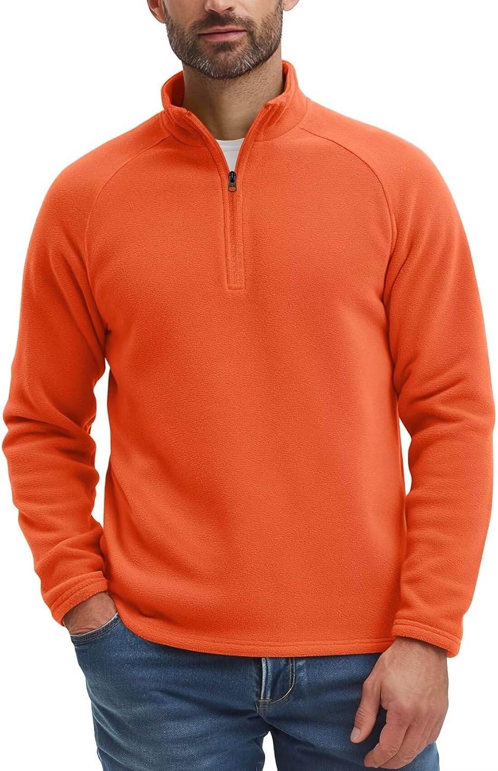 Zengjo Mens Quarter Zip Thin Fleece Pullover Shirt Lightweight 1/4-Zip Mock Neck Sweatshirt Thermal BaseLayer