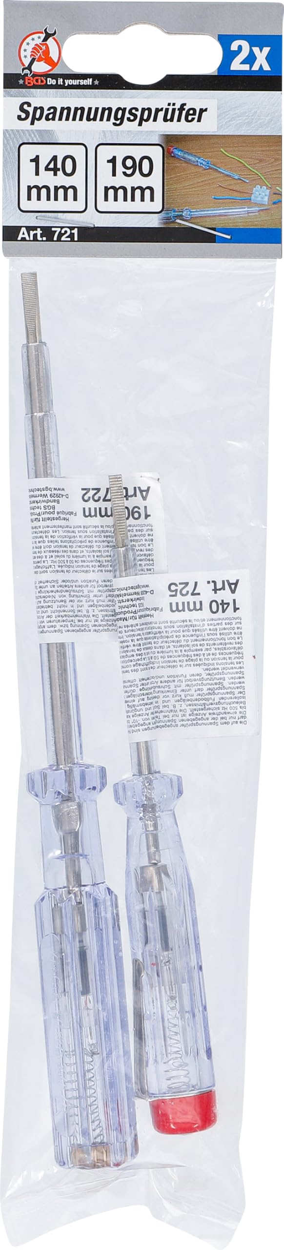 BGS Diy 721 | Próbnik napięcia | 120 - 250 V | 140 / 190 mm | 2 szt.