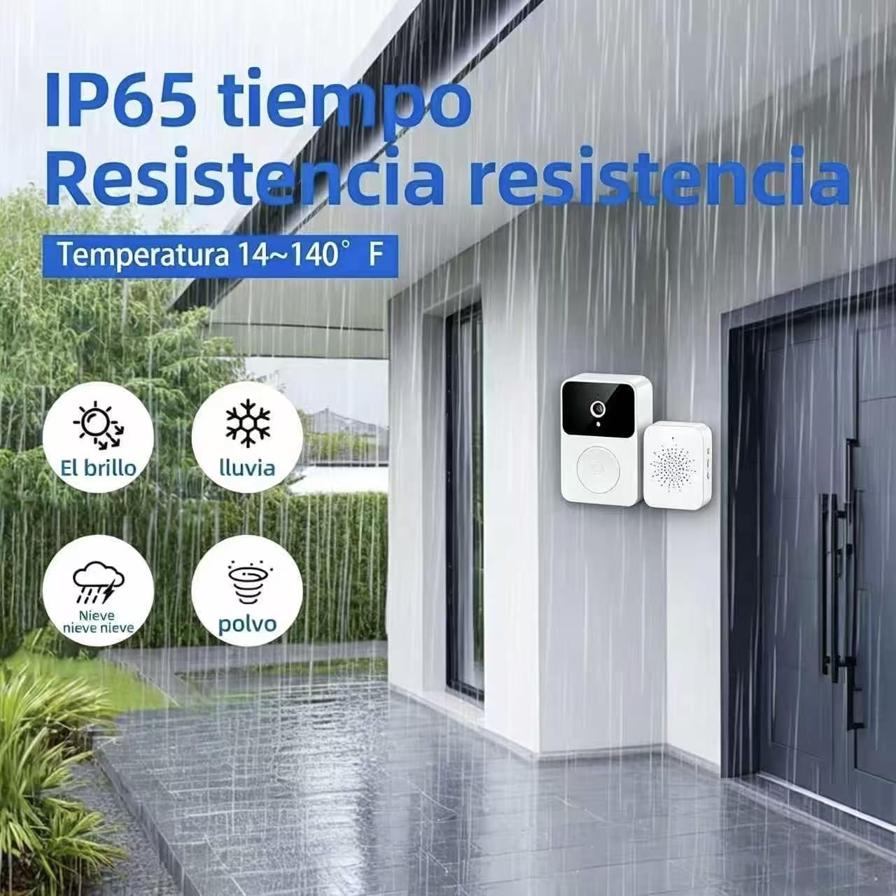 Genérico Timbre Inalámbrico Exterior Impermeable con Cámara HD 1080P - Videoportero WiFi con Visión Nocturna, Visión Nocturna, Audio bidireccional, Instalación Fácil por App Cuenta Propia