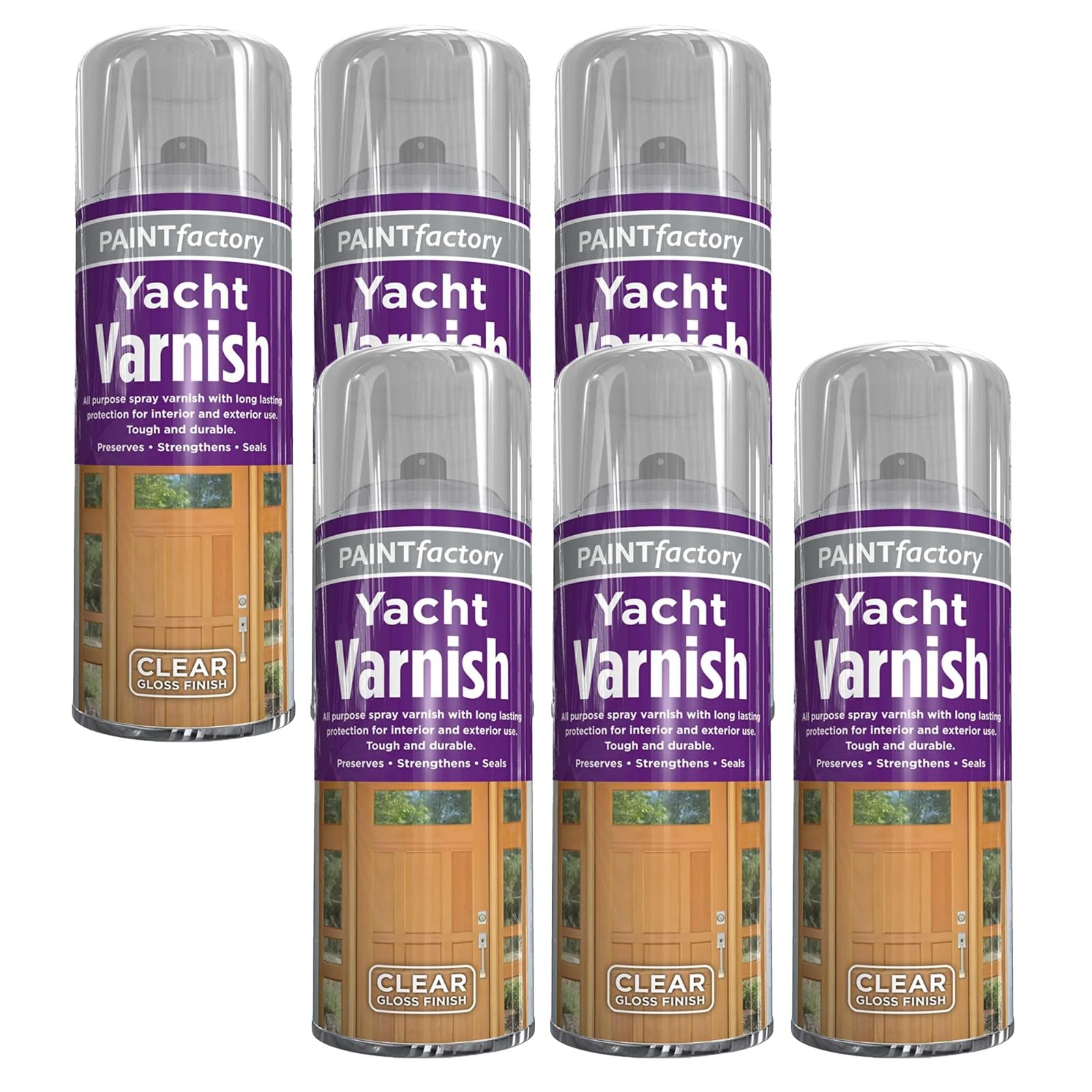 YSAMAX 400ML All Purpose Yacht Varnish Spray, Professional Gloss Finish, Adhesion Excellent Coverage, Interior and Exterior Application, Quick Spraying Operation, (6PCS)