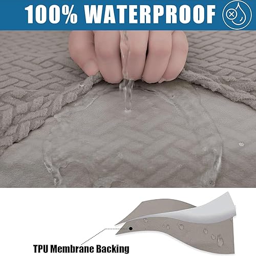 Miniatura 2 de Smiry Fundas de cojín impermeables para sofá, fundas elásticas de jacquard para sofá modular, funda de sofá en forma de L, protector elástico