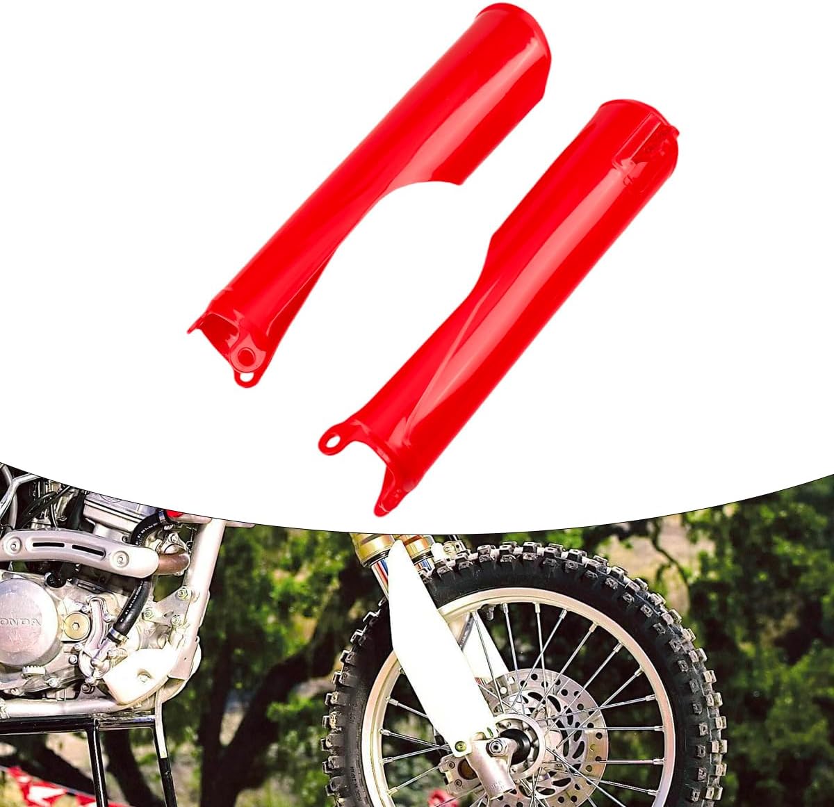 Front Fork Shock Absorber Protection Cover for Honda CRF250R CRF250RX CRF300RX CRF450L CRF450R CRF450RL CRF450RX CRF450X R-WE 2019-2025 (Red)